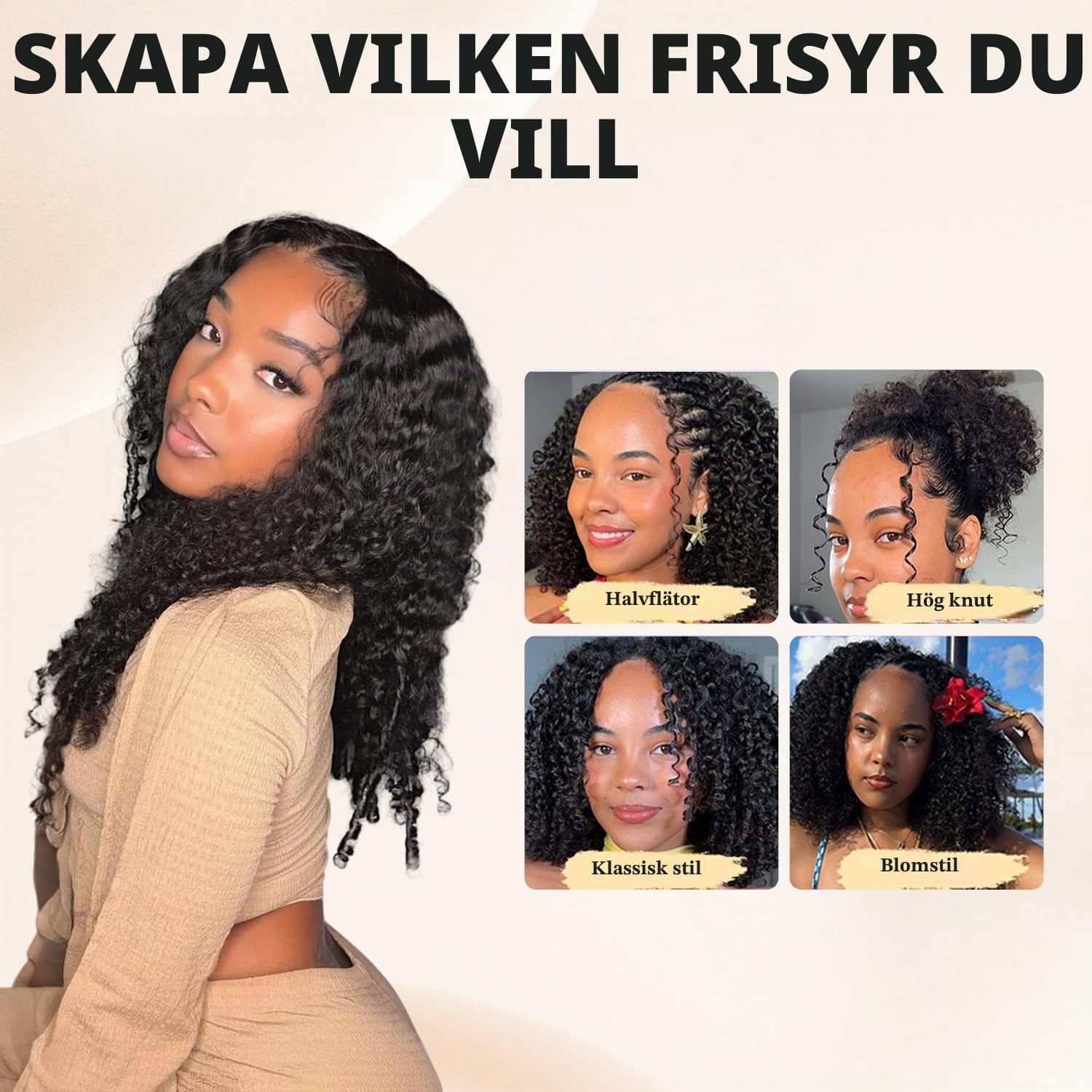 Detalle 2 de IFLY Burmese Curly löshår i äkta hår, 22/24/26 tum, 210 g