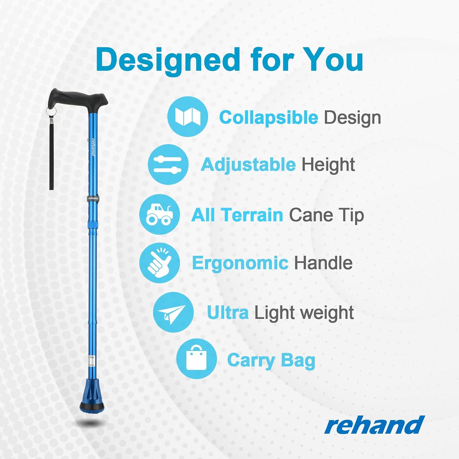 Detalle 2 de Rehand All-Terrain Collapsible Walking Stick for Men and Women