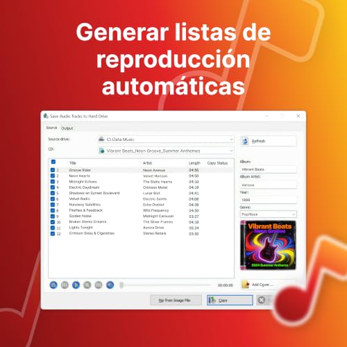 Detalle de Nero CD Ripper Software: digitaliza CDs y convierte a MP3, FLAC, AAC, WAV con reconocimiento Gracenote