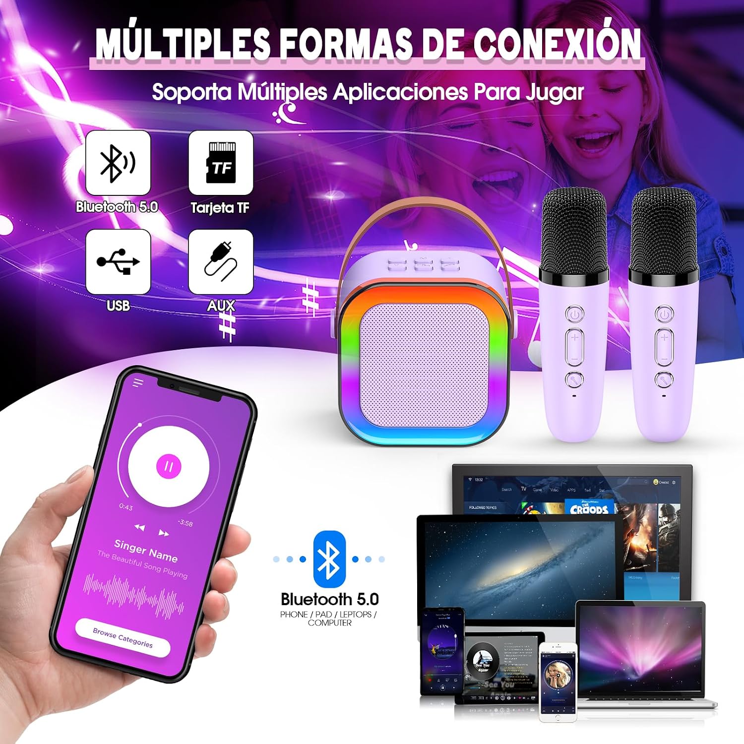 Detalle 2 de Dislocati Microfono Karaoke Infantil 2 unidades