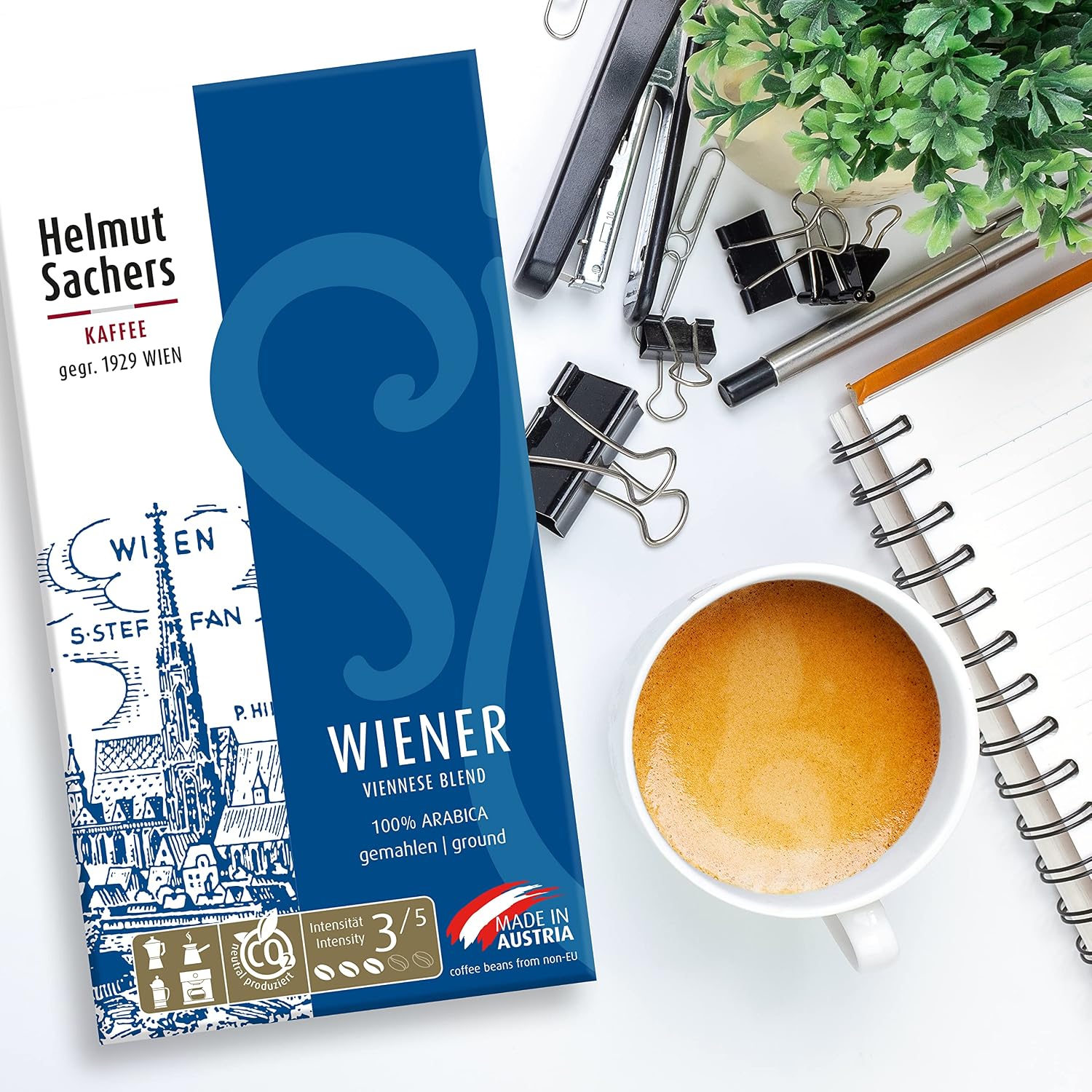 Detalle de Helmut Sachers Kaffee Wiener Mischung – 100% Arabica, gemahlen, Intensität 3/5, 6 x 500 g