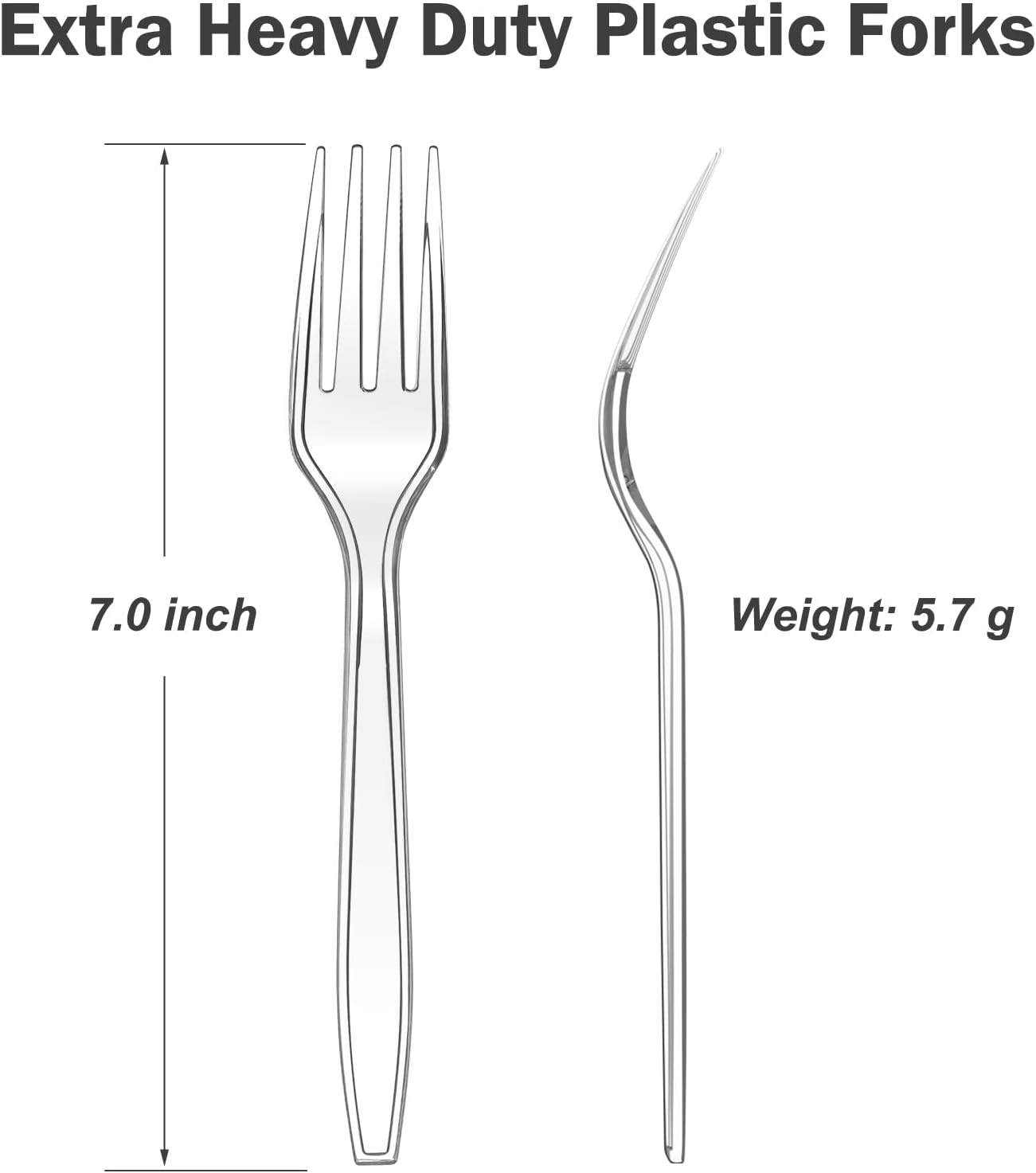 Detalle 2 de Dealusy 360 Clear Extra Heavy Duty Plastic Forks 🍴