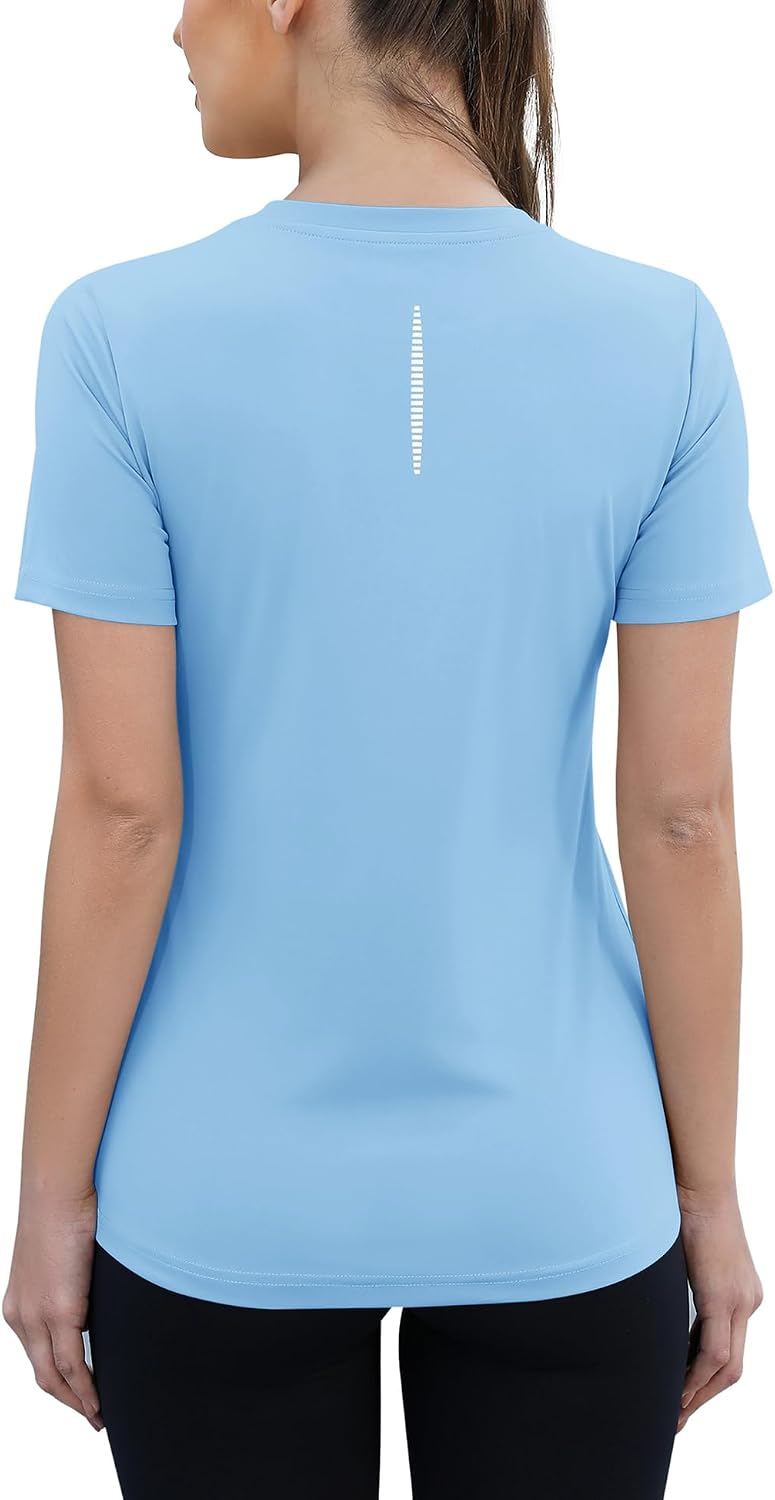 Detalle 2 de Rapbin Sportshirt Damen Kurzarm mit UPF 50+ – leichtes, atmungsaktives Funktionsshirt für Fitness, Lauf- und Yoga-Training