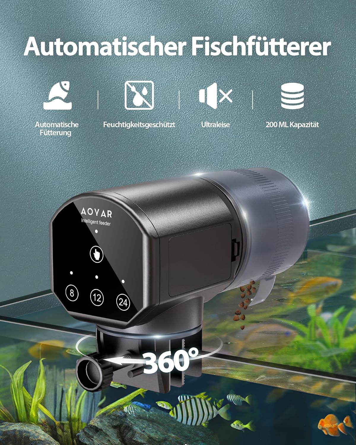 Detalle 2 de Futterautomat 200 ml für Aquarium 🐟