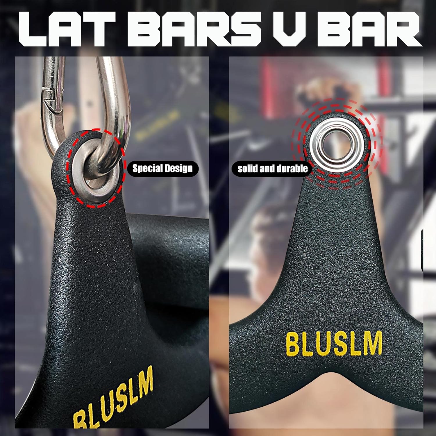 Thumbnail 6 de BLUSLM LAT Pull Down Bar for Cable Machine — 5-Piece V-Bar/T-Bar Attachment Set