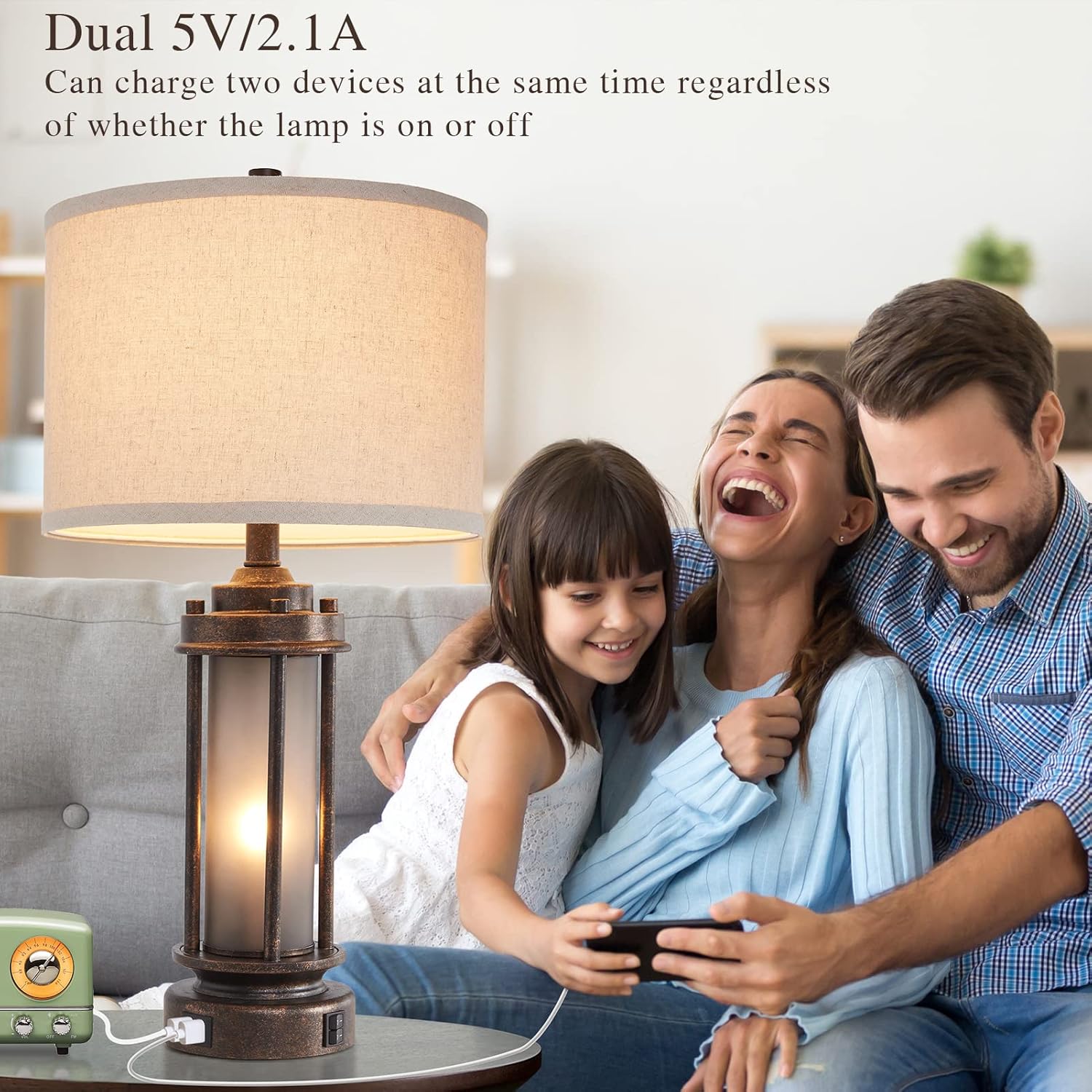 Detalle 2 de Farmhouse Lamps Set of 2 with USB Ports