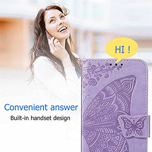 Thumbnail 6 de WBWONE Étui portefeuille Gaufrage Papillon pour TCL 60R 5G — Violet Clair