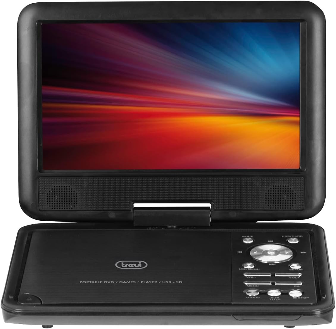 Detalle 1 de Trevi PDX 1409 S2: Lettore DVD Portatile da 9" con Schermo Rotante, USB/SD e Gamepad