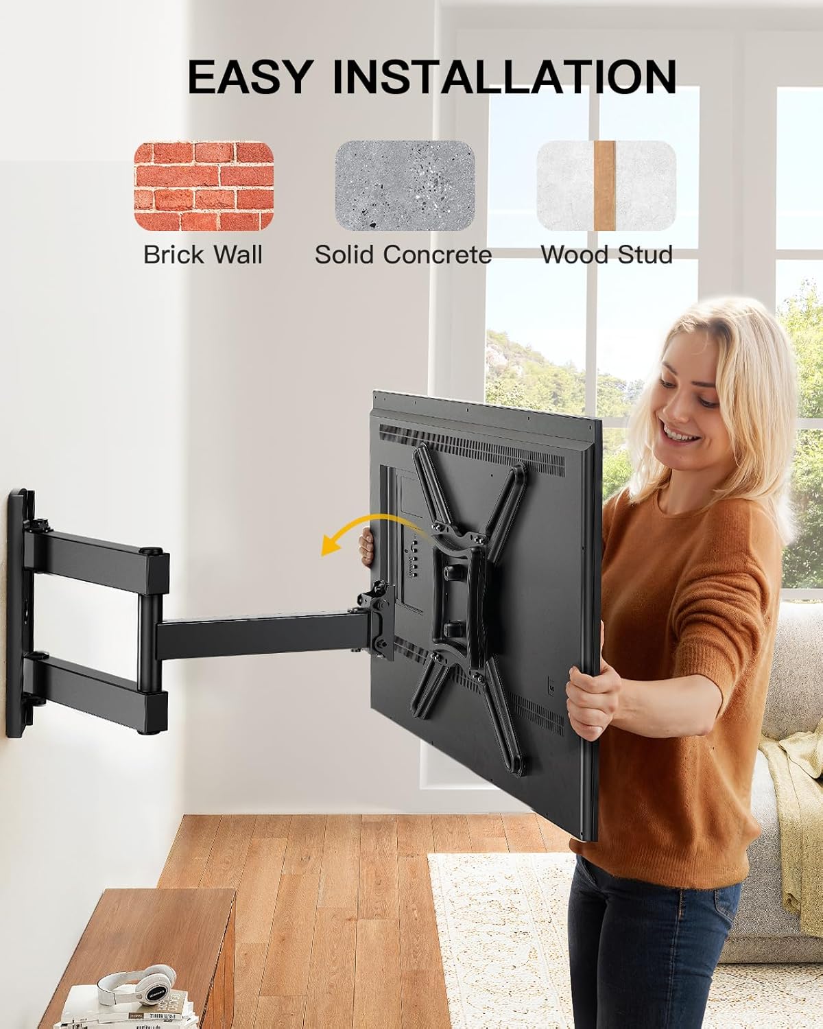 Thumbnail 5 de Alphamount Support mural TV inclinable et orientable pour écrans 26 à 60 pouces (VESA jusqu’à 400x400, 35 kg max)