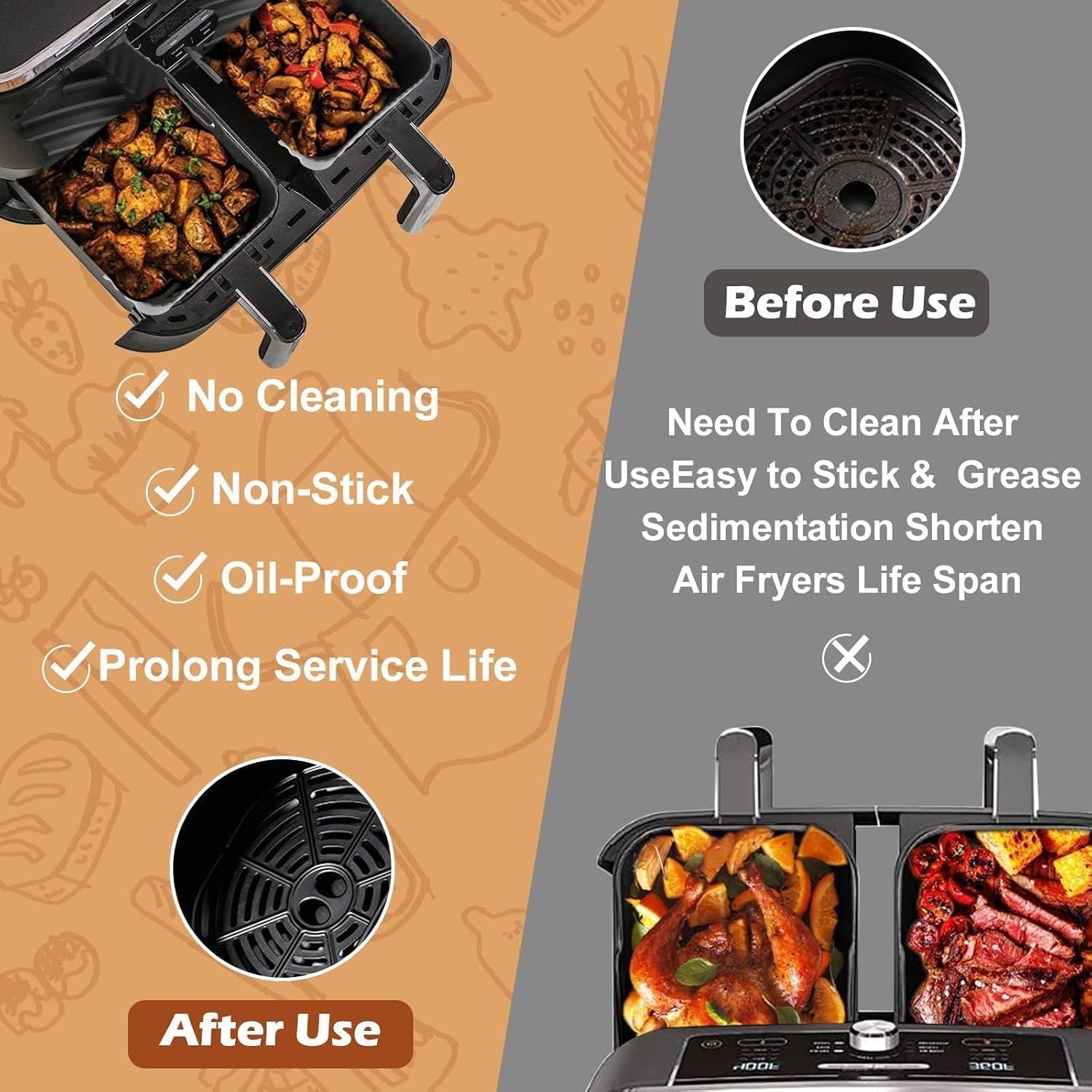 Detalle de Ninja Foodi AF300UK Silicone Dual-Basket Liners 2