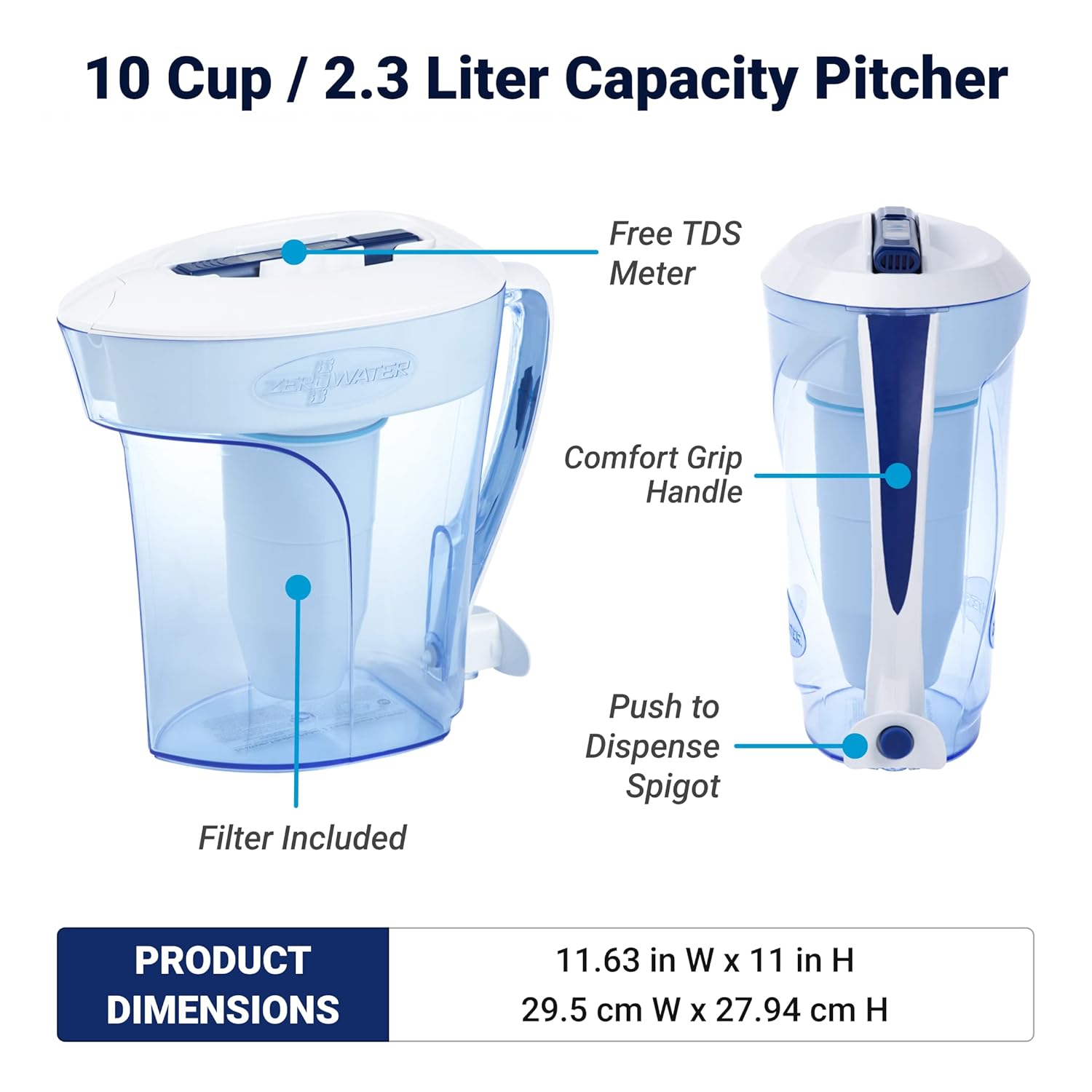 Thumbnail 2 de ZeroWater Ready-Pour 10-Cup Water Filter Pitcher 🧪