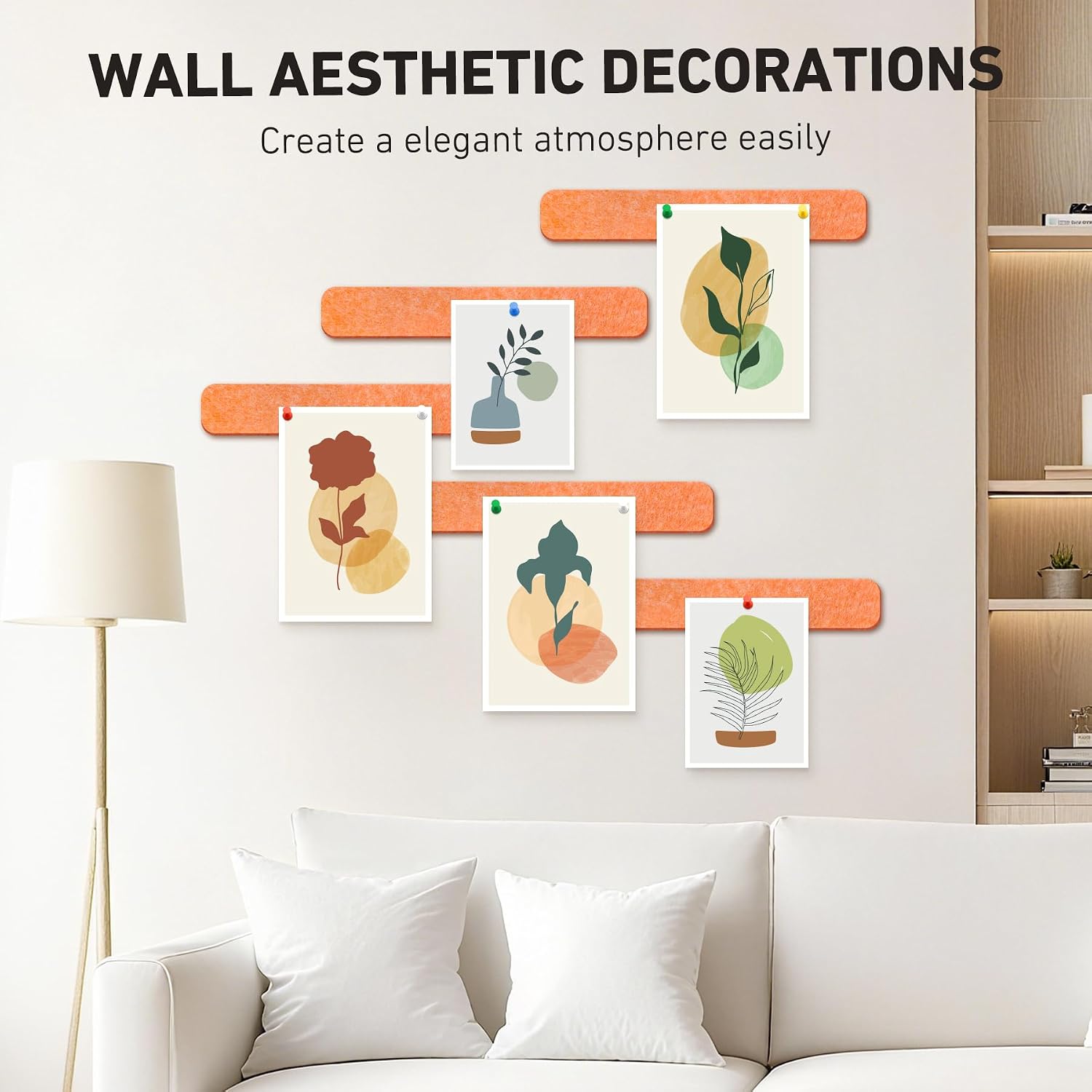 Detalle de HAUTOCO HT218CB Felt Bulletin Board Strips, 5-Pack, Sunset Yellow