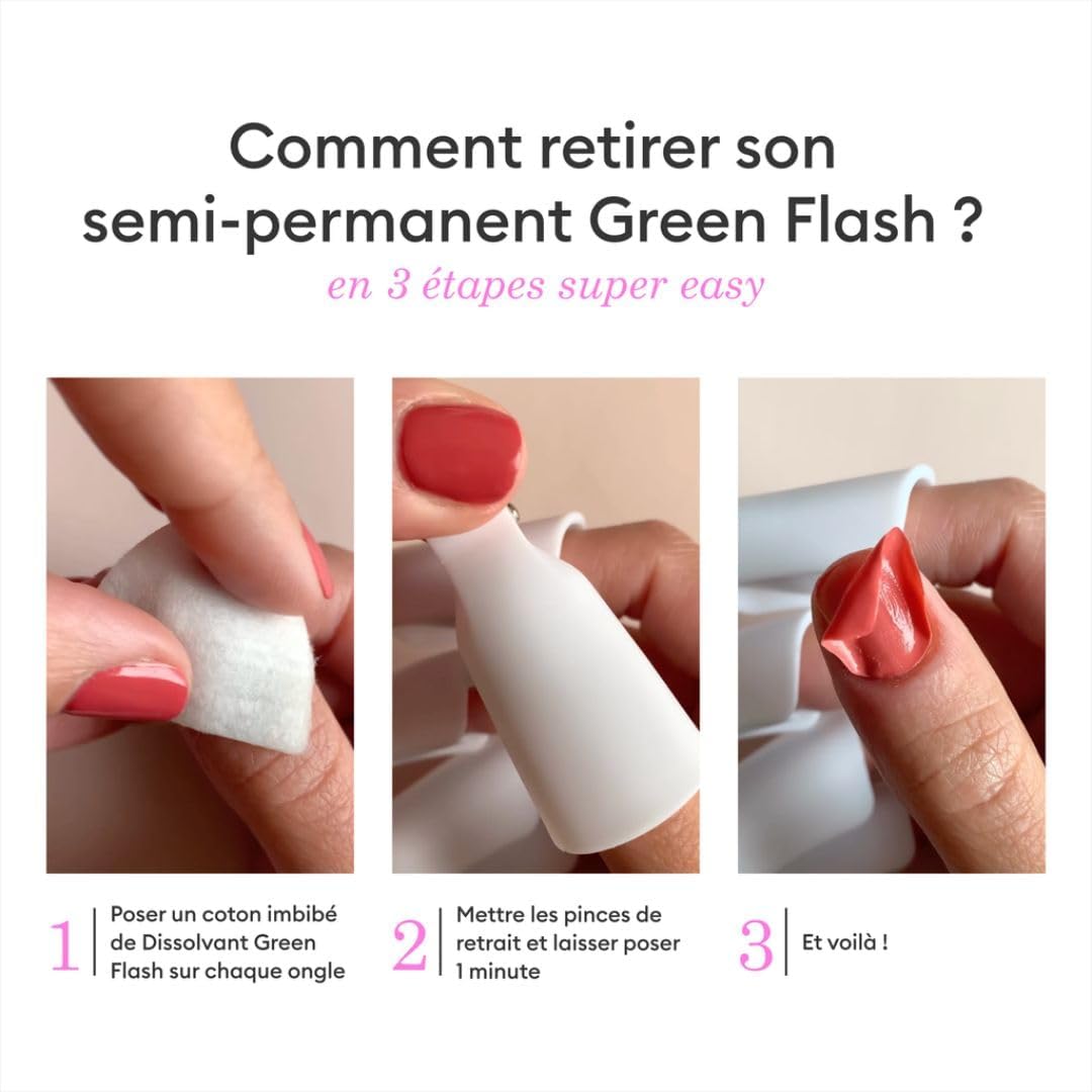 Detalle de Manucurist Dissolvant Doux – Dissolvant Vernis Green Flash & Vernis Green, 100 ml, sans acetone