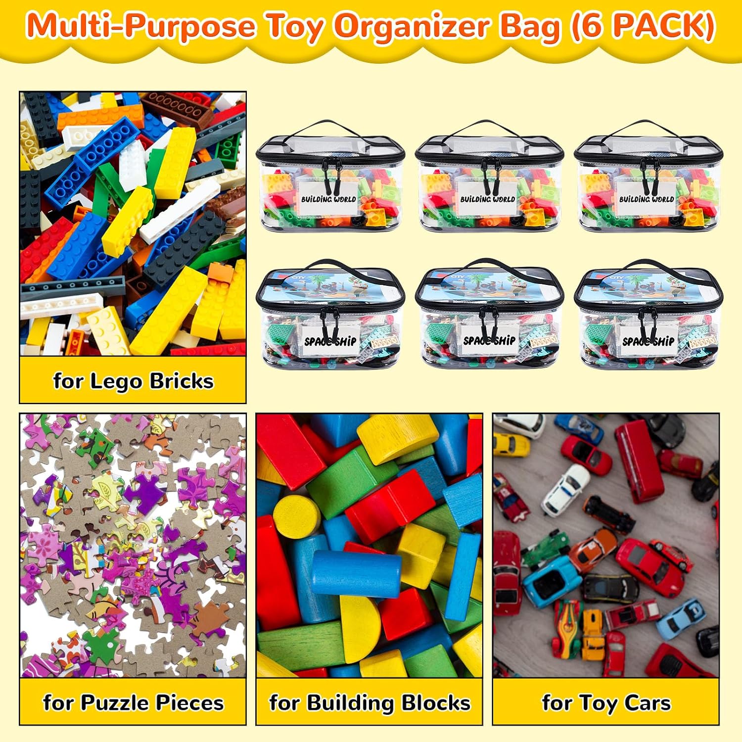 Thumbnail 4 de Tesuko 6 Pack Toy Storage Bag 9.45x6.7 in