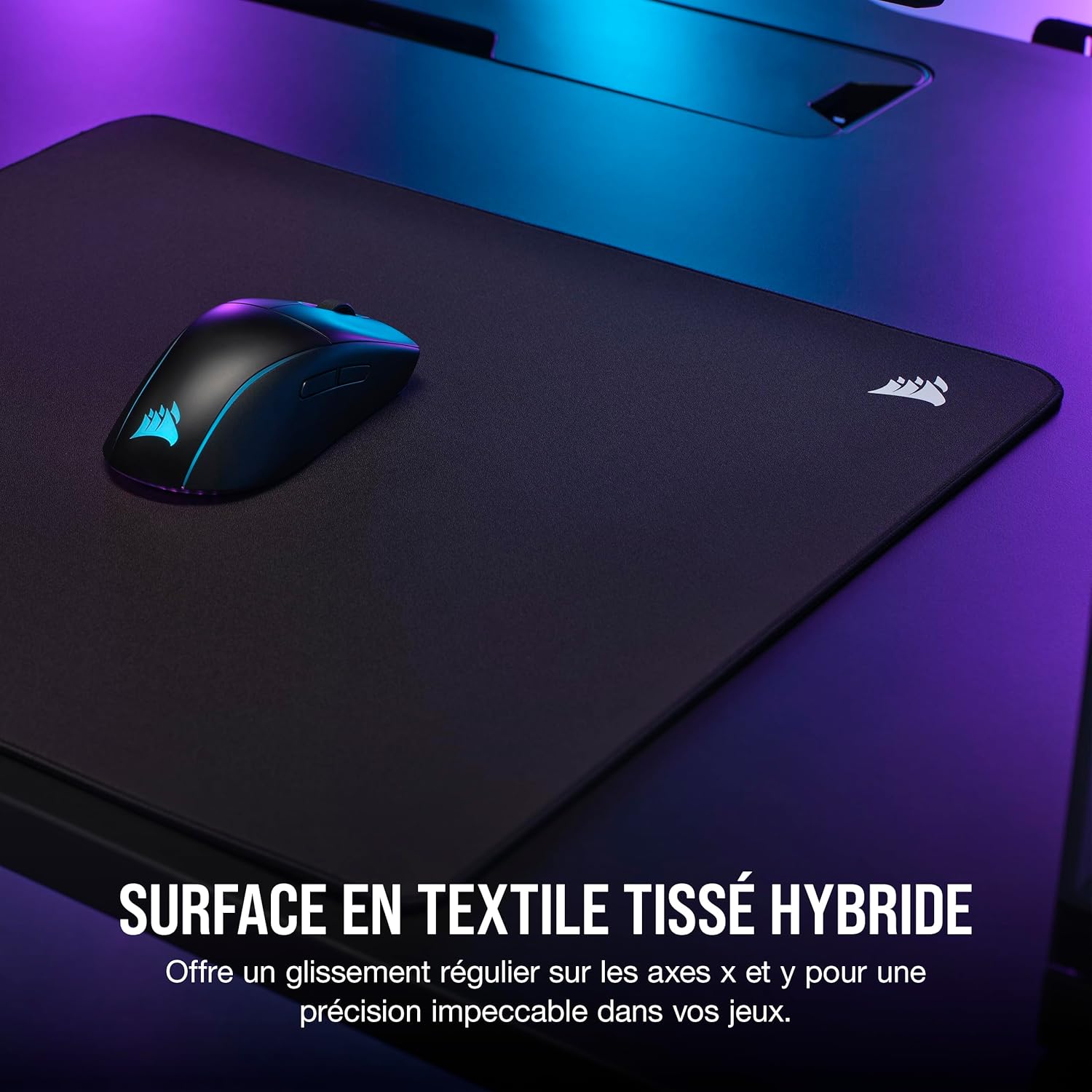 Thumbnail 2 de Tapis de souris Corsair MM500 v2 en tissu hybride grand format 45 x 40 cm, noir
