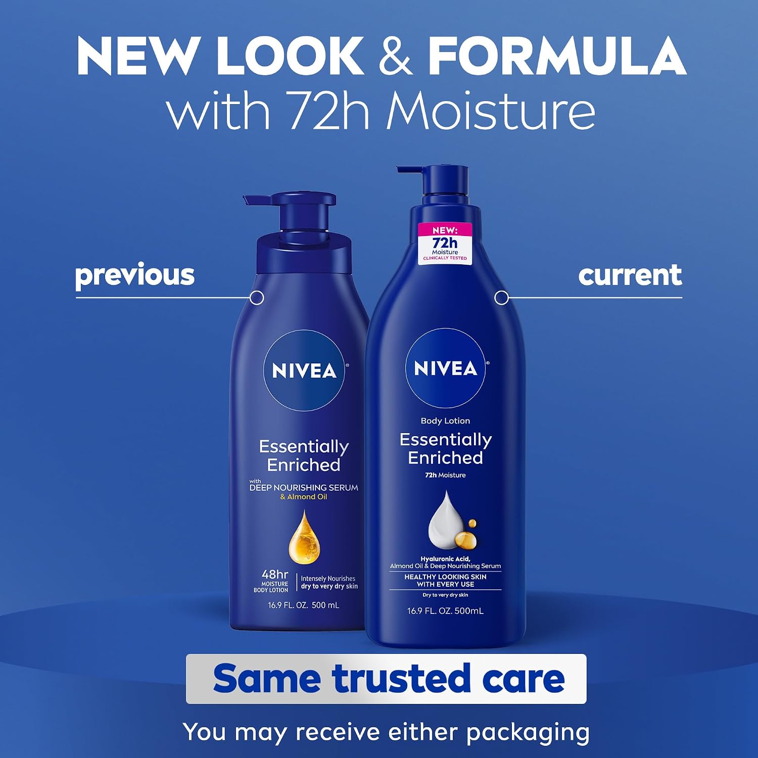 Thumbnail 2 de NIVEA Essentially Enriched Body Lotion for Very Dry Skin with Hyaluronic Acid and Almond Oil (72-Hour Moisturizer), Pump Bottle, 16.9 fl oz
