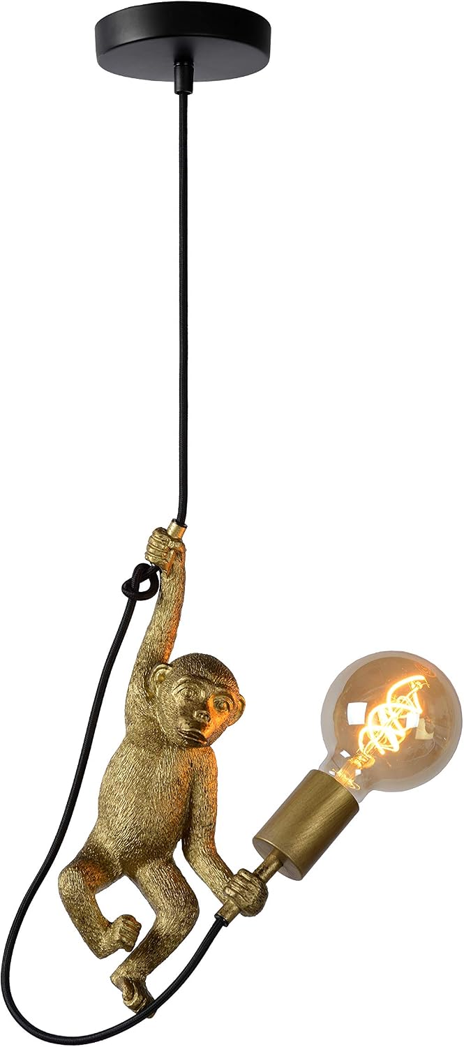 Detalle de Lucide EXTRAVAGANZA CHIMP – lampa wisząca Ø 18 cm, 1 × E27, czarna