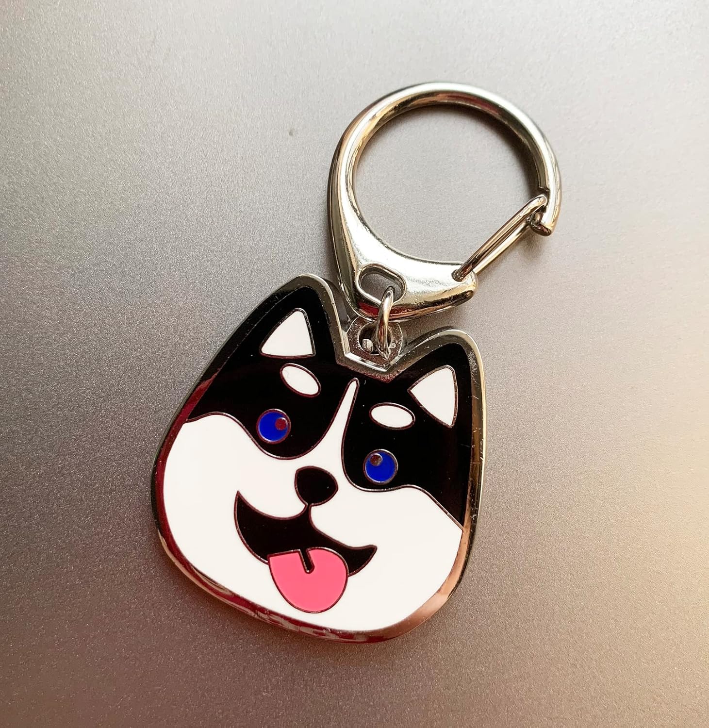 Detalle de Dog ID Tags: Cute Puppy Pendant Key-Ring / Black Husky