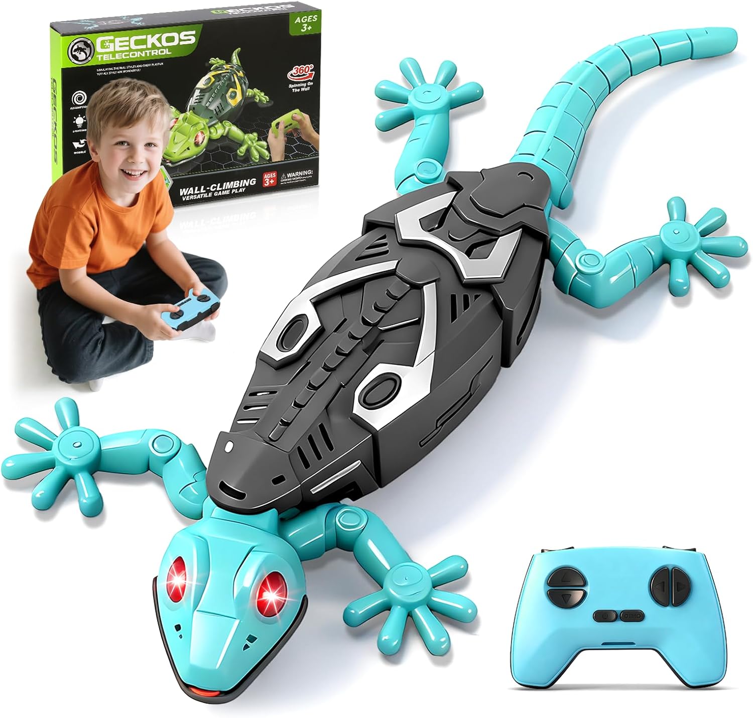 Detalle de KETIEE RC Wall-Climbing Gecko Toy with LED Eyes