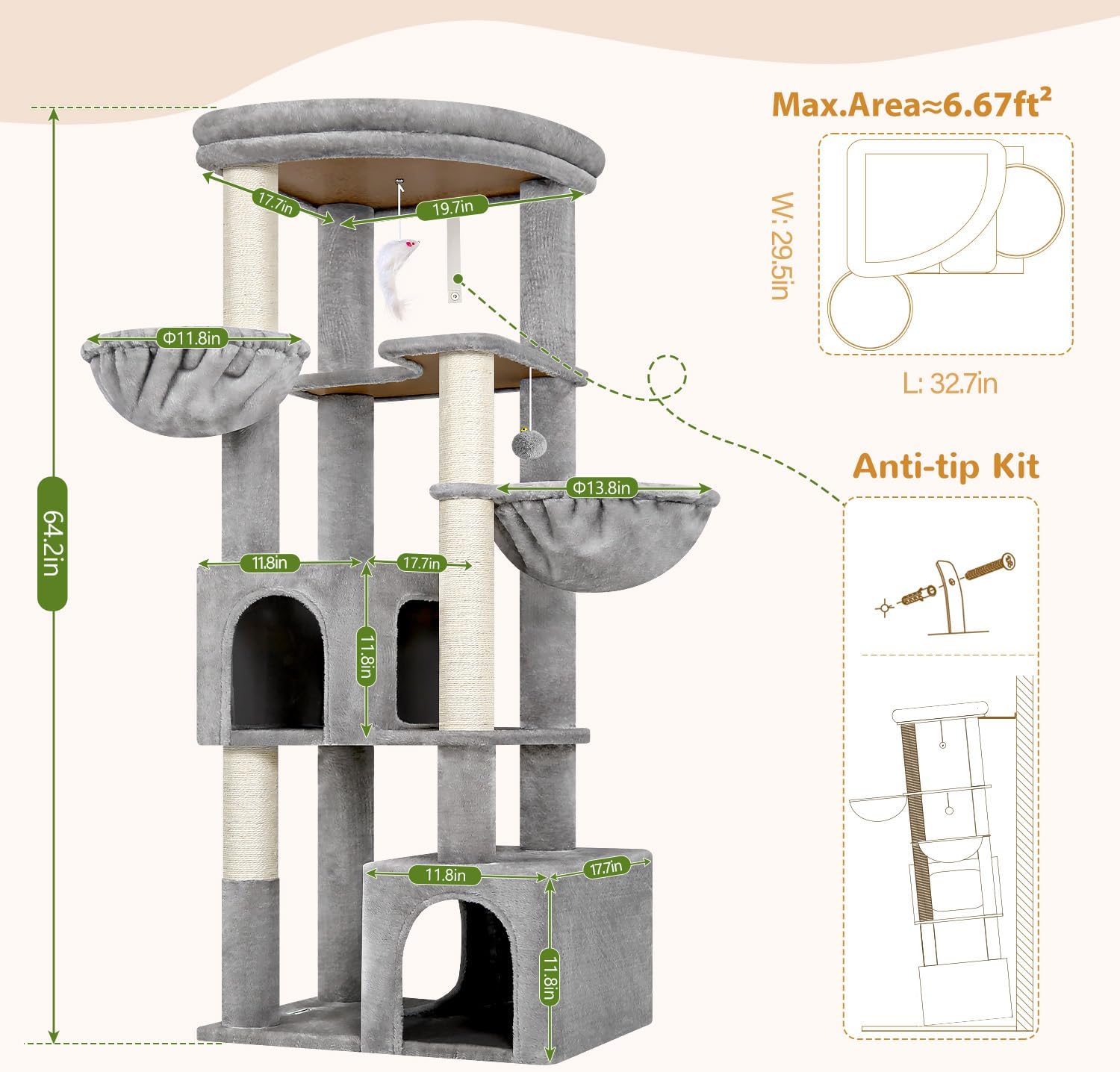 Detalle 2 de Globlazer Cat Tree, 64-inch