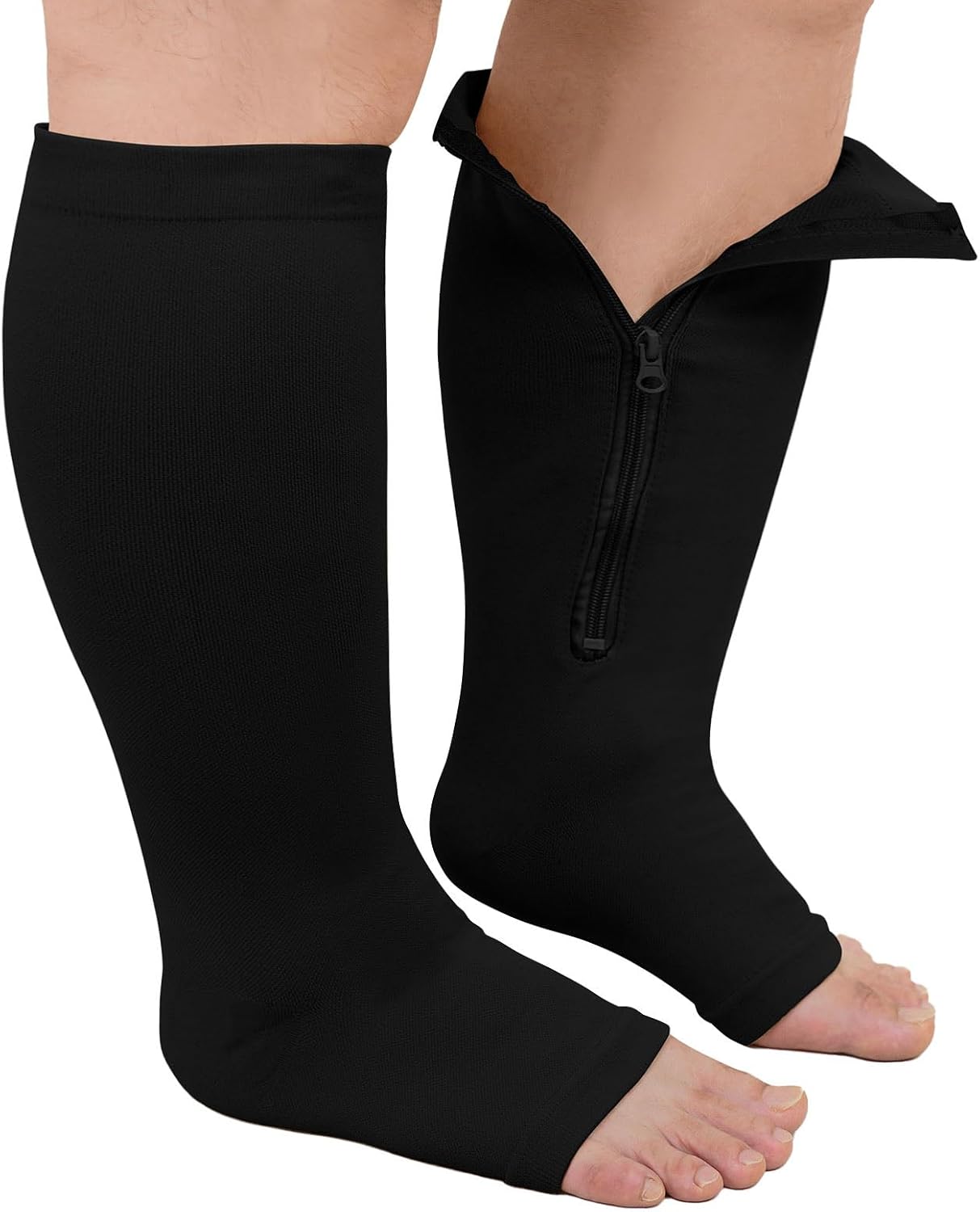 Thumbnail 6 de Calze a compressione graduata 20-30 mmHg unisex con cerniera e punta aperta (taglie forti)