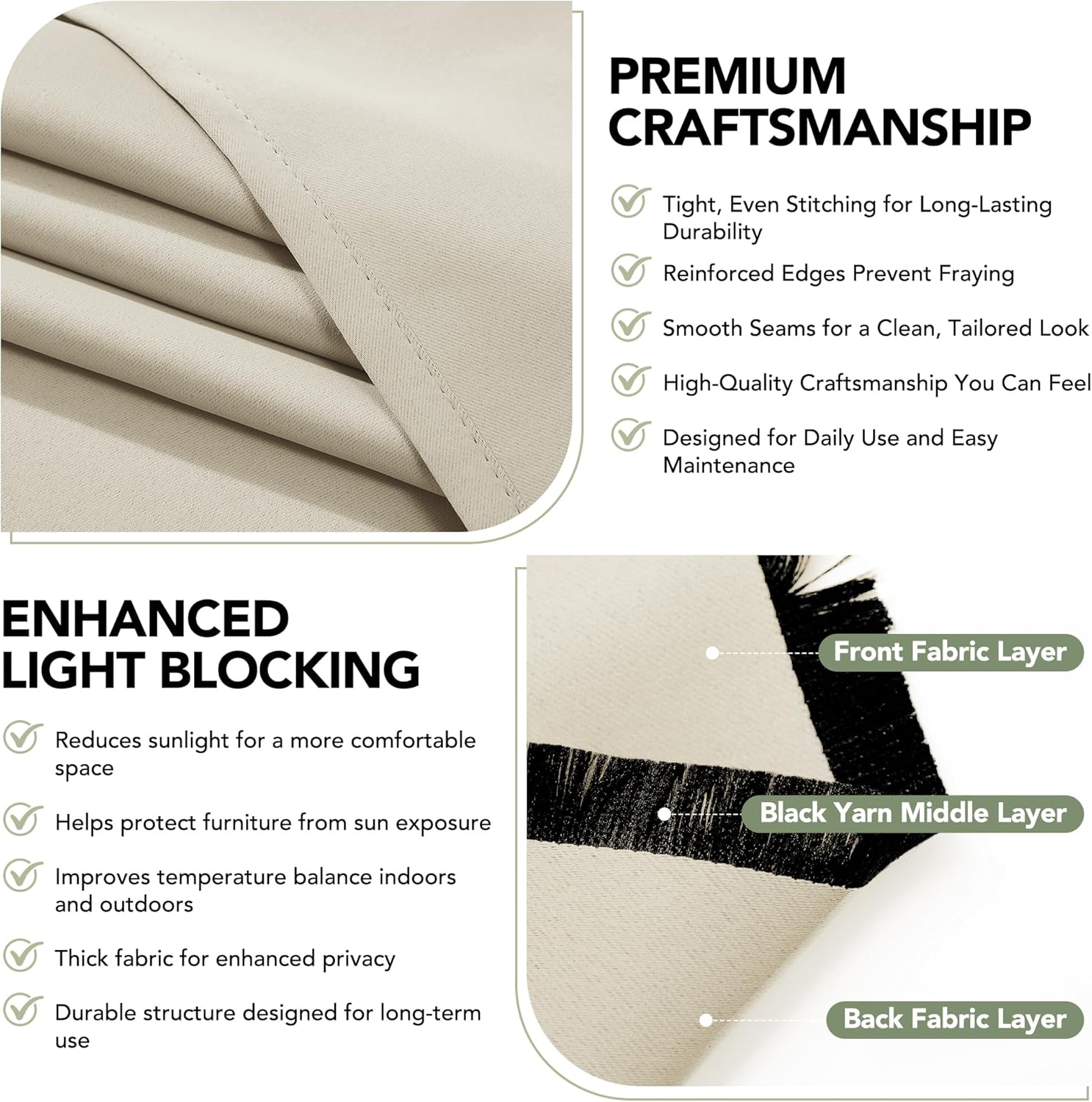 Thumbnail 4 de Deconovo set da 2 tende da sole da esterno 132x270 cm con effetto oscurante e termico, beige chiaro