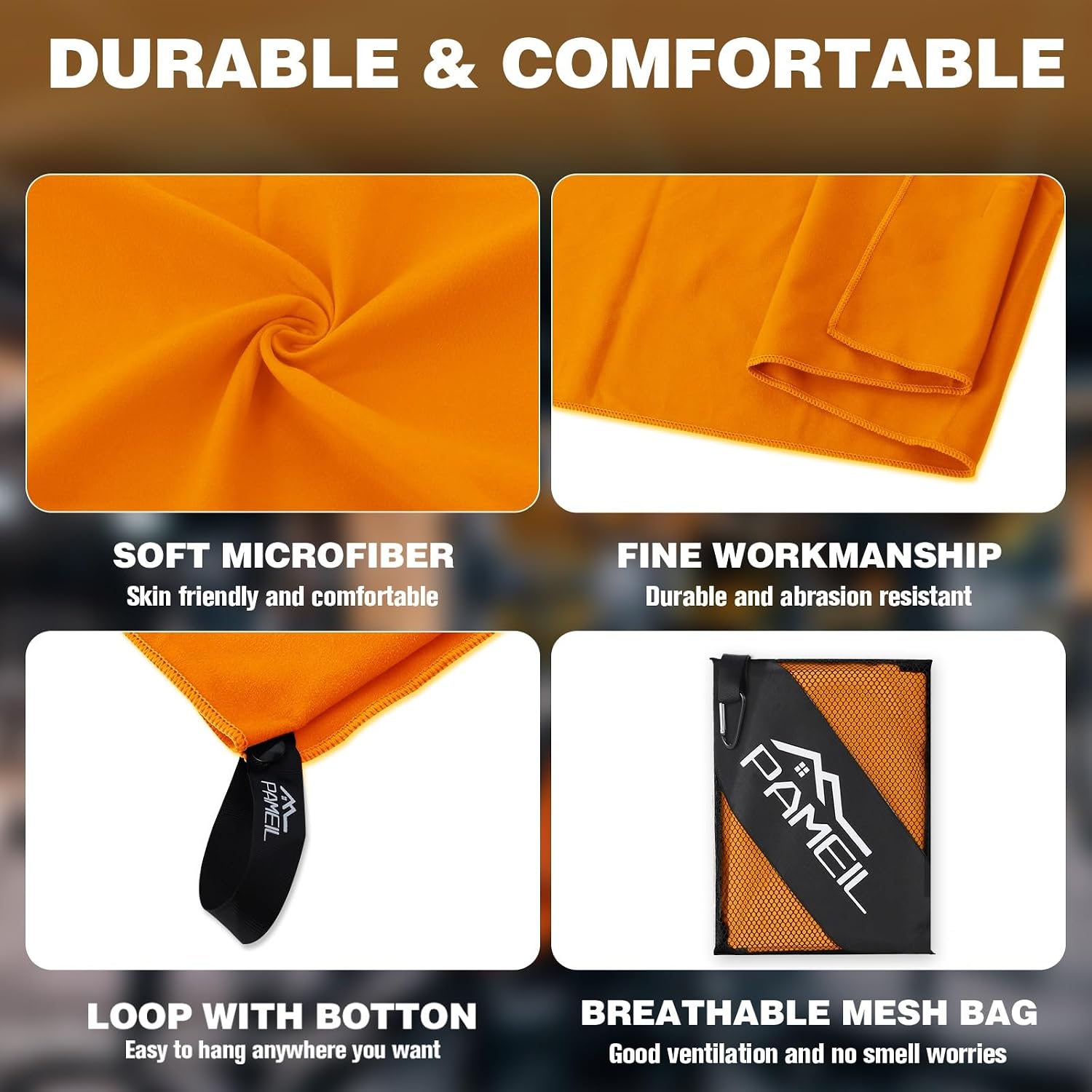 Detalle de Pameil Set di asciugamani in microfibra (160 × 80 cm + 2 × 40 × 80 cm) – assorbenti, ad asciugatura rapida e leggeri