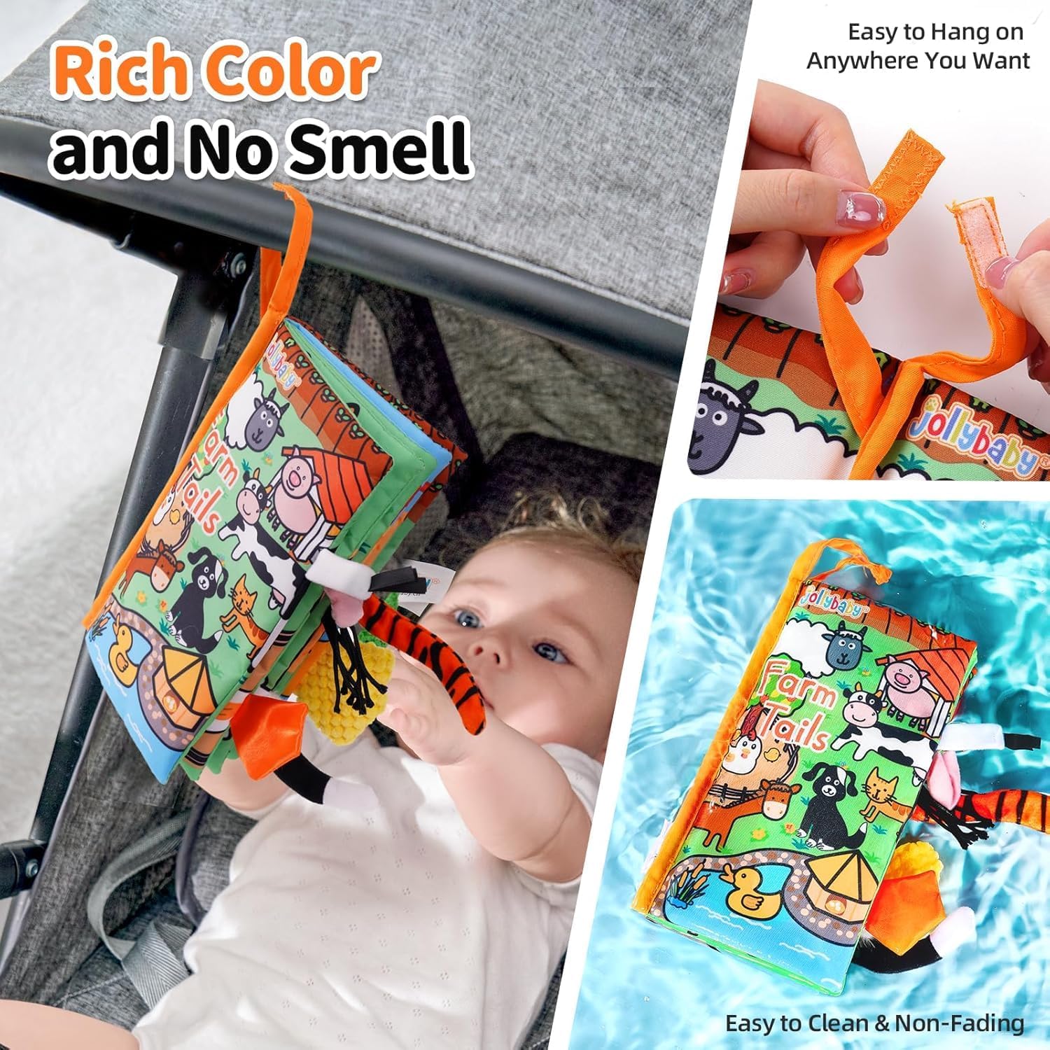 Thumbnail 5 de HECCEI Baby Cloth Book (Farm Tails) – soft crinkle animal activity book for babies and toddlers