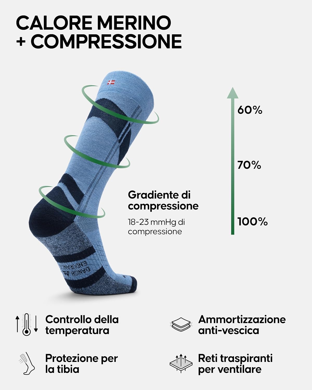 Detalle 2 de DANISH ENDURANCE Calze Lana Merino 15-24 mmHg