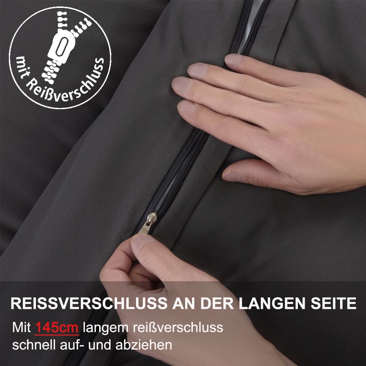 Thumbnail 3 de Seitenschläferkissen Bezug 40x145 Anthrazit