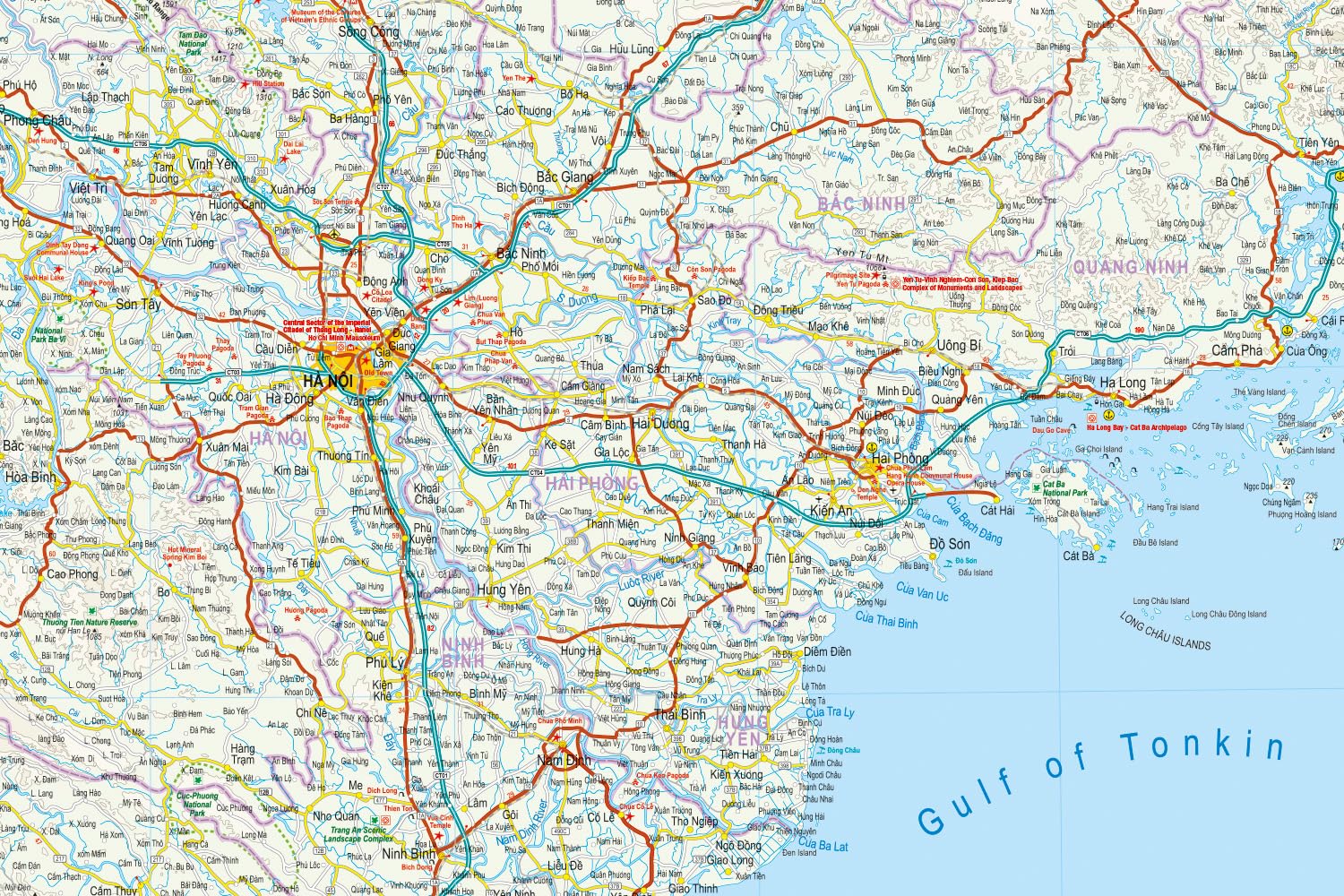Detalle de Vietnam North (1:600 000) – reiss- och vattentålig karta från World Mapping Project