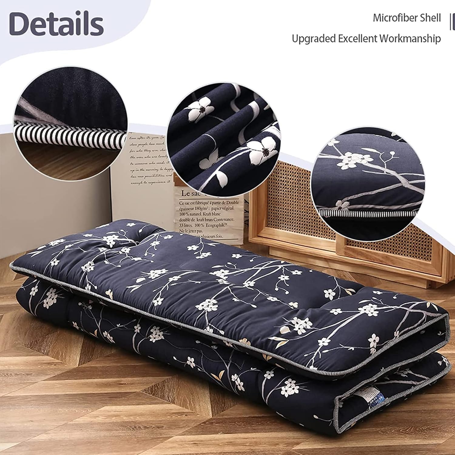 Detalle 2 de MAXYOYO 2502-(series) Japanese Floor Futon Mattress, King, 4-Inch Foldable