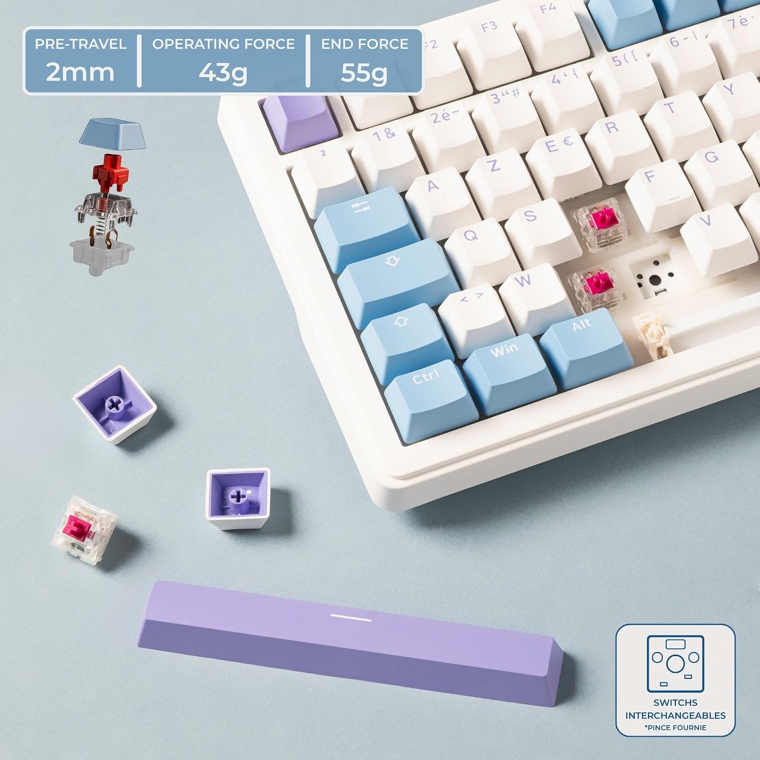 Thumbnail 4 de The G-Lab KEYZ Elite 400 WB — clavier gamer mécanique sans fil tri-mode AZERTY FR (2,4 GHz/Bluetooth/filiaire), hot swap, RGB + macros