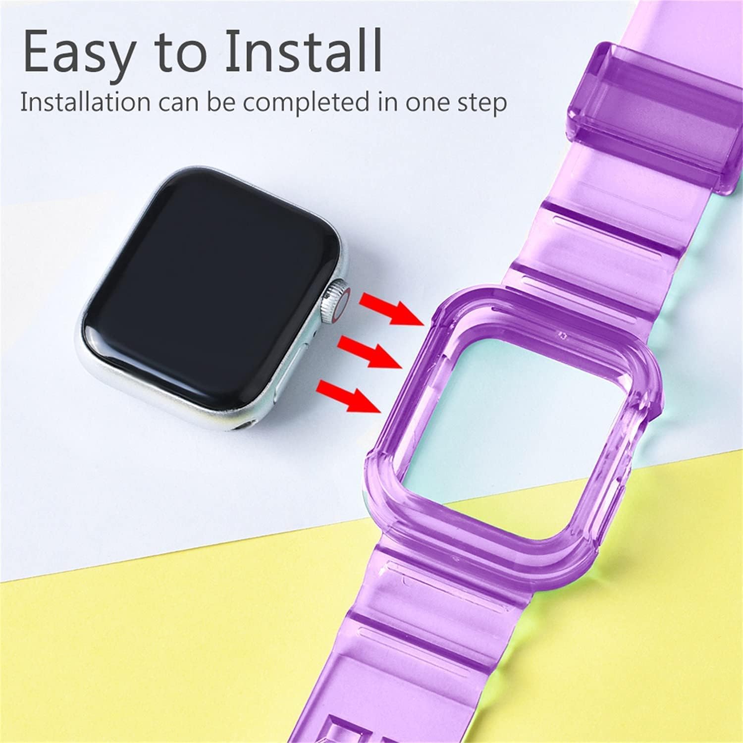Thumbnail 2 de Fleshy Leaf clear soft silicone Apple Watch strap with bumper protective case (Series 1–SE 7/6/5/4/3/2/1 compatible)