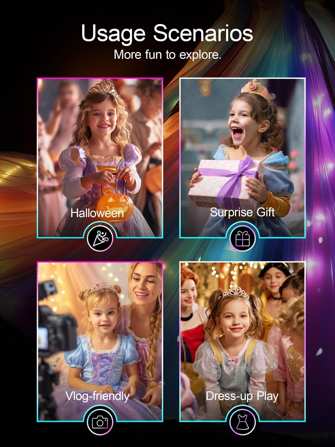 Detalle de BLINGCOS RGB LED Princess Costume for Girls with App & Remote Control