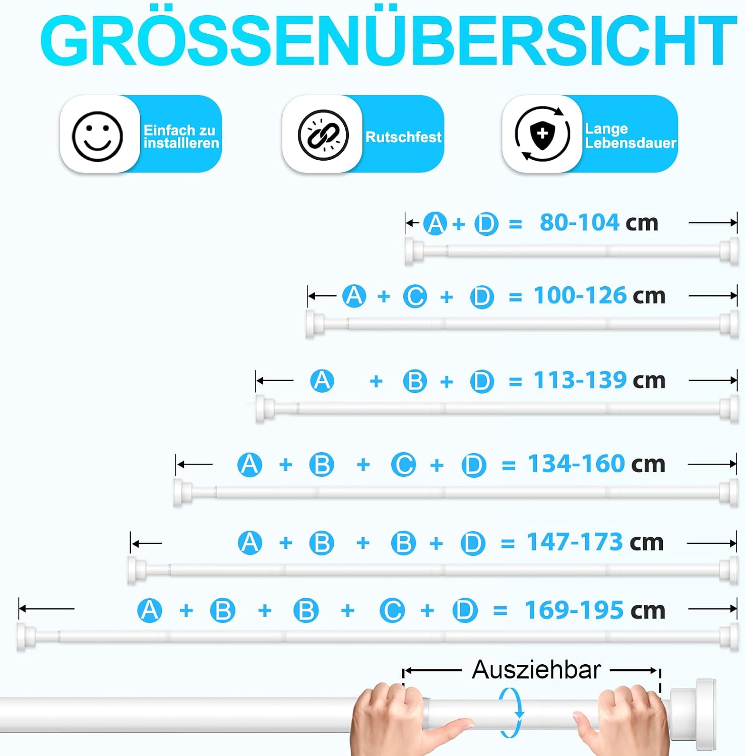 Thumbnail 1 de AIZESI Klemmstange Vorhangstange 80-195 cm