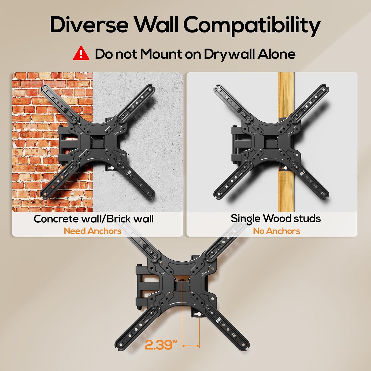 Thumbnail 5 de IWORKBOARD TV Wall Mount 77 lb, Articulating
