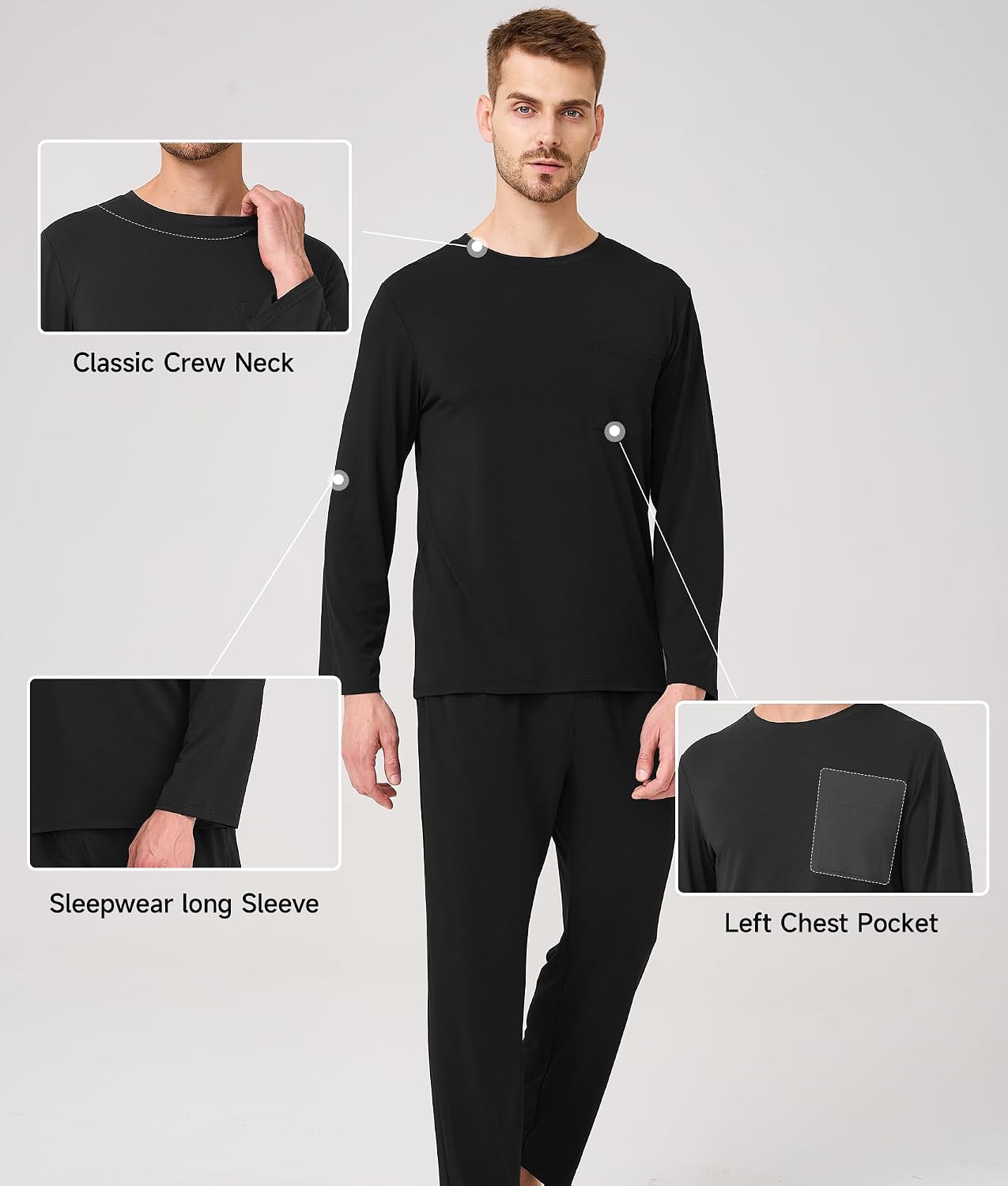Detalle de Bamboo Cool Men's Pajama Set in Bamboo Rayon