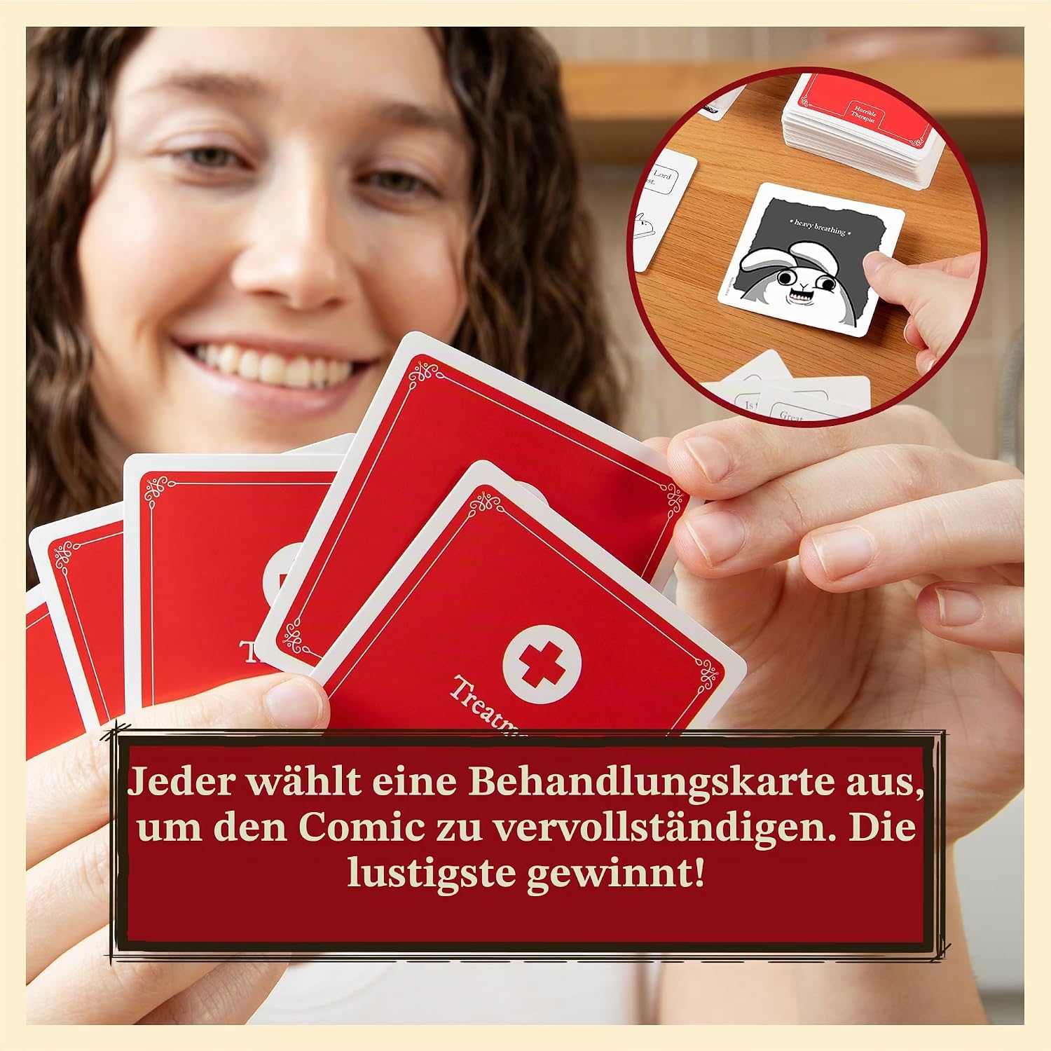 Detalle de Exploding Kittens – Horrible Therapist: Extra Horrible Edition (3–8 Spieler, 17+) – Comic- und Therapiesatire