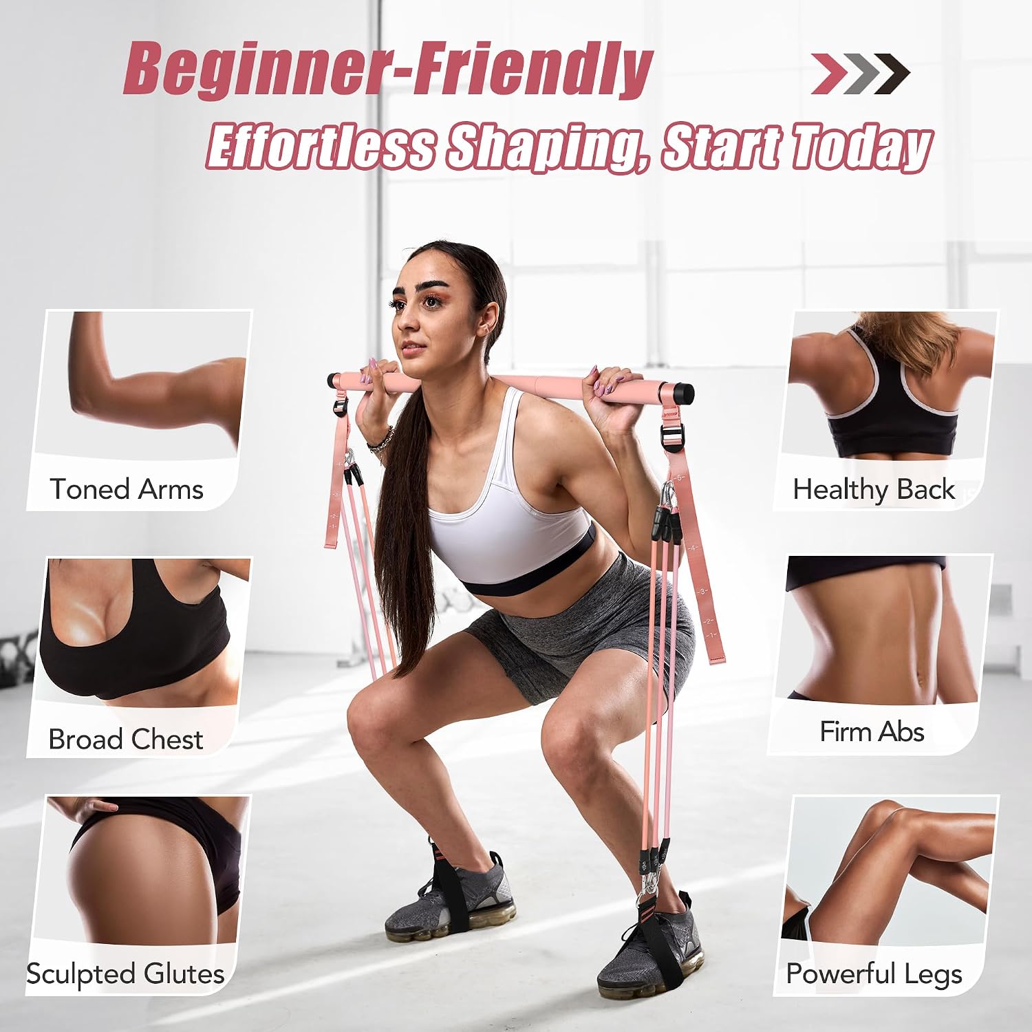 Detalle de ALongSong Pilates Reformer Bar Set 180lbs 🧘♀