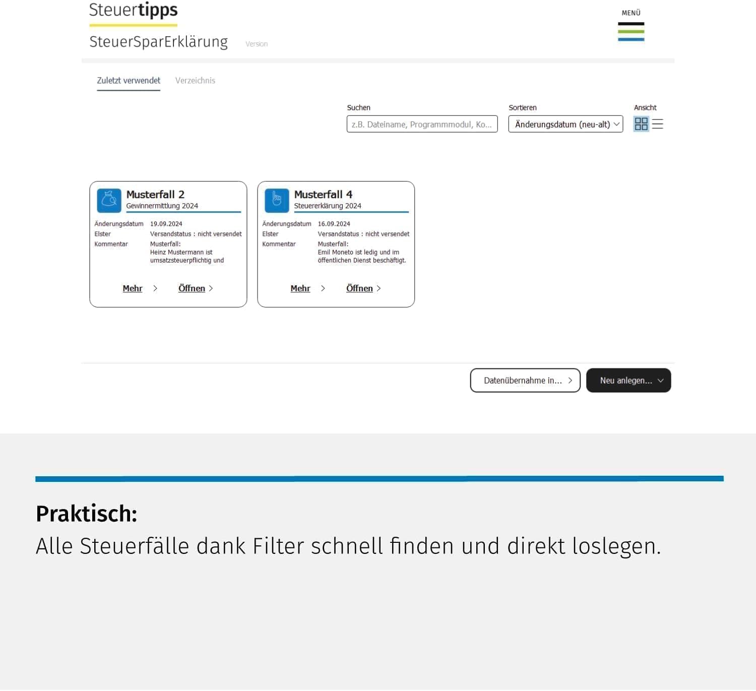 Detalle 2 de SteuerSparErklärung 2025 – Einfache Steuererklärung für 2024 mit ELSTER, Datenimport und KI-Unterstützung