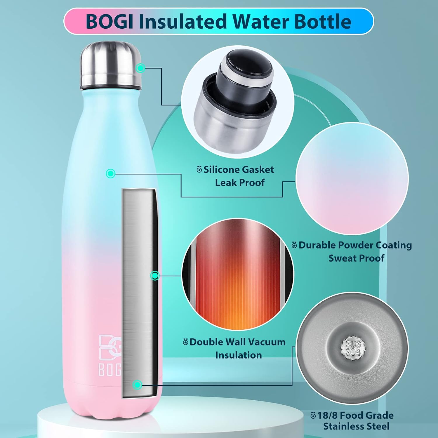 Detalle de BOGI insulated water bottle 500ml