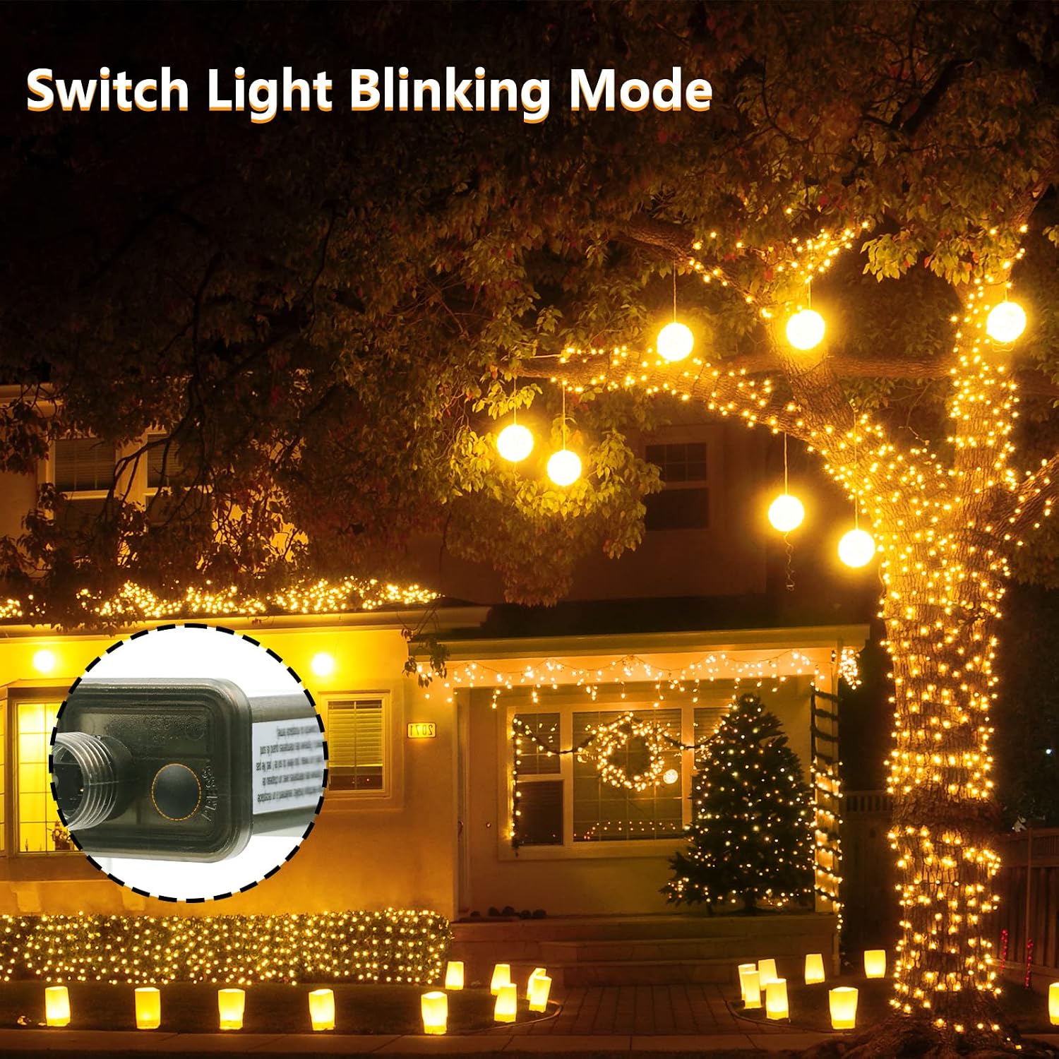 Detalle de YAGOPAL Luci Natale Esterno 100M 800 LED – Catena luminosa impermeabile per esterni
