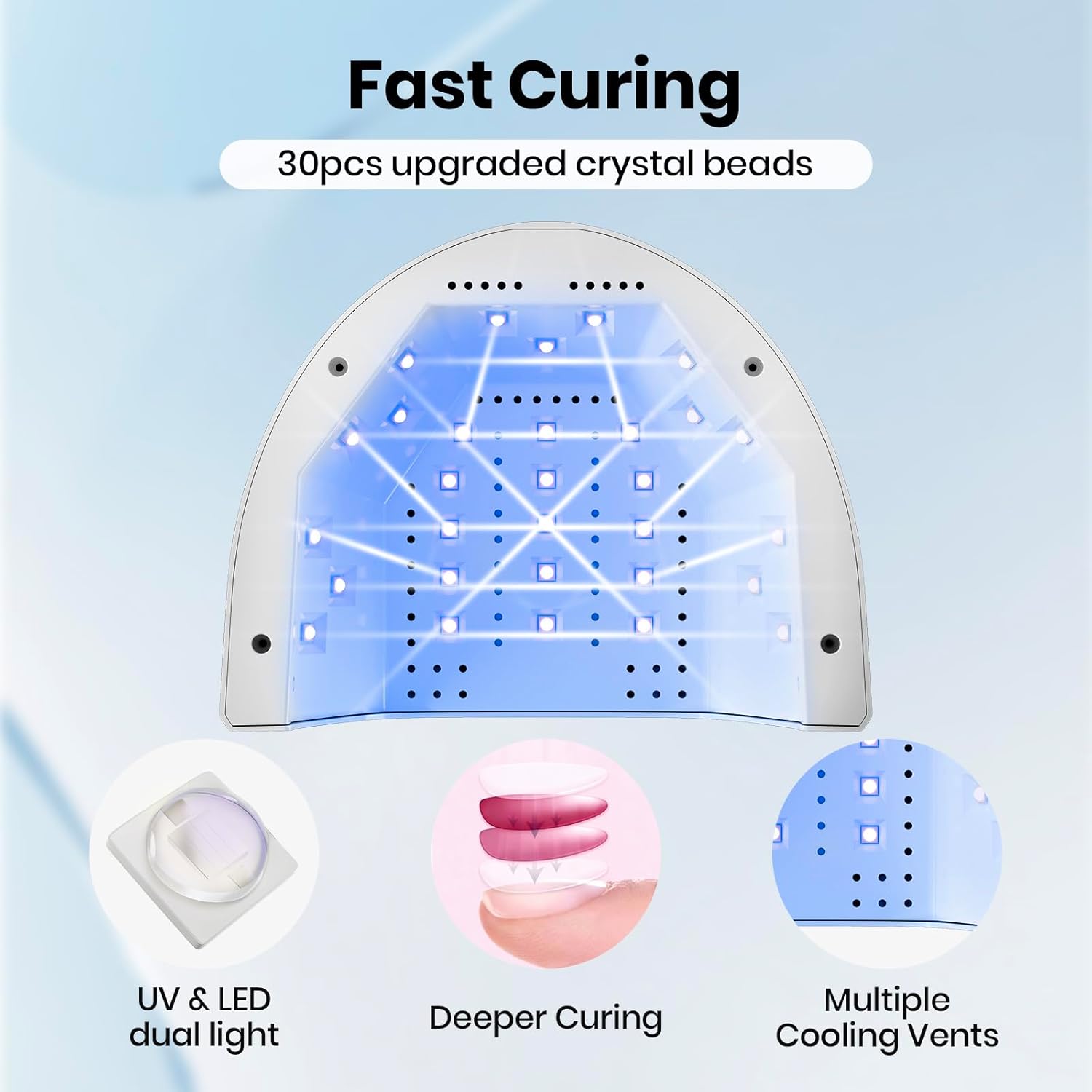 Thumbnail 2 de beetles Gel Polish Beetles UV Nail Lamp with 3 Timer Settings (30/60/120s) — White
