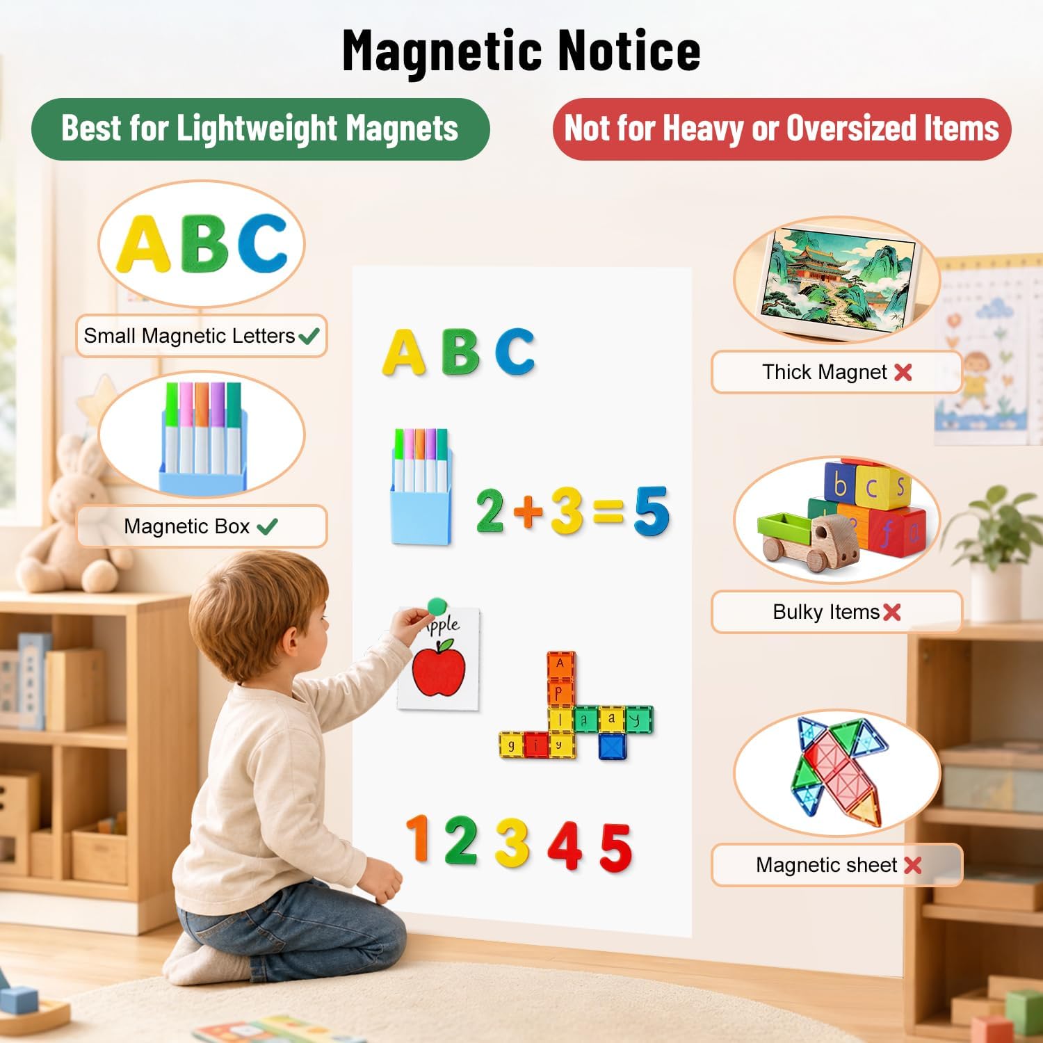 Detalle de FANPROMS Magnetic Wall Decal, 120 x 45 cm White Chalkboard Sticker