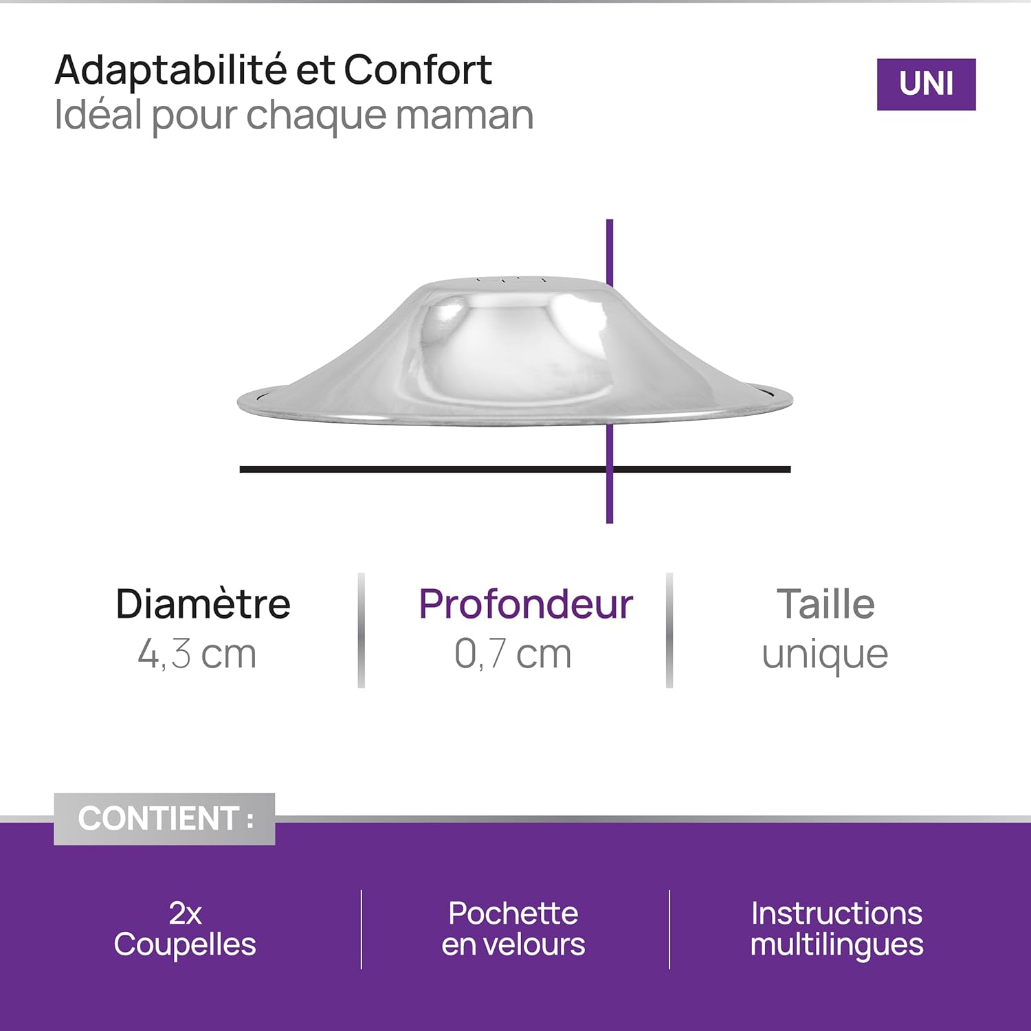 Detalle 2 de COVERbasics Coupelle Argent d’allaitement SilverCups — coque d’allaitement en argent (dispositif médical)