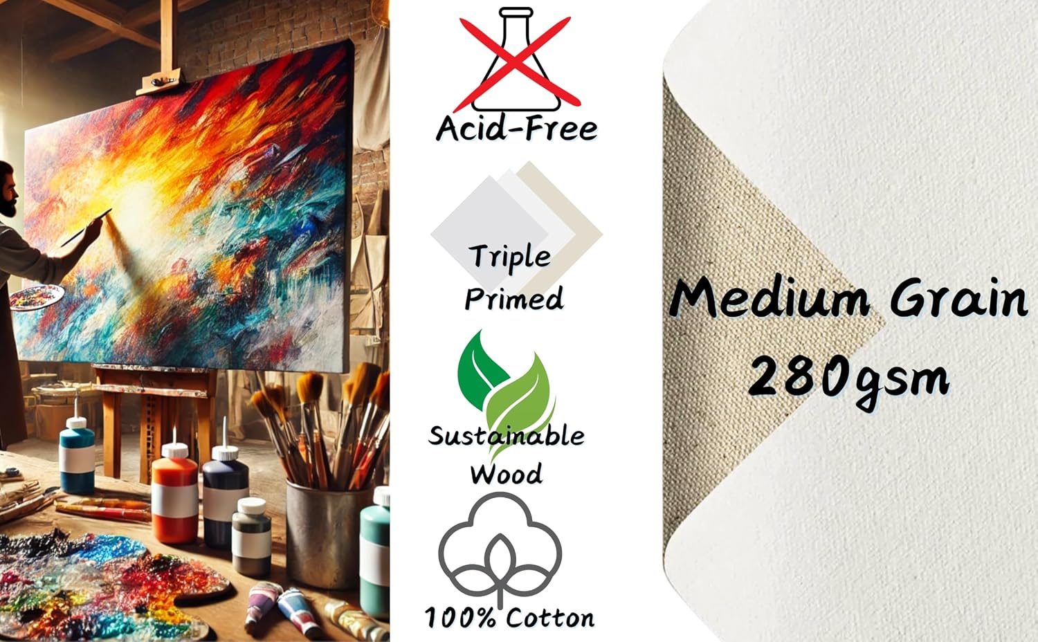 Thumbnail 5 de EXERZ Keilrahmen Leinwand 30x30 cm 5er Set