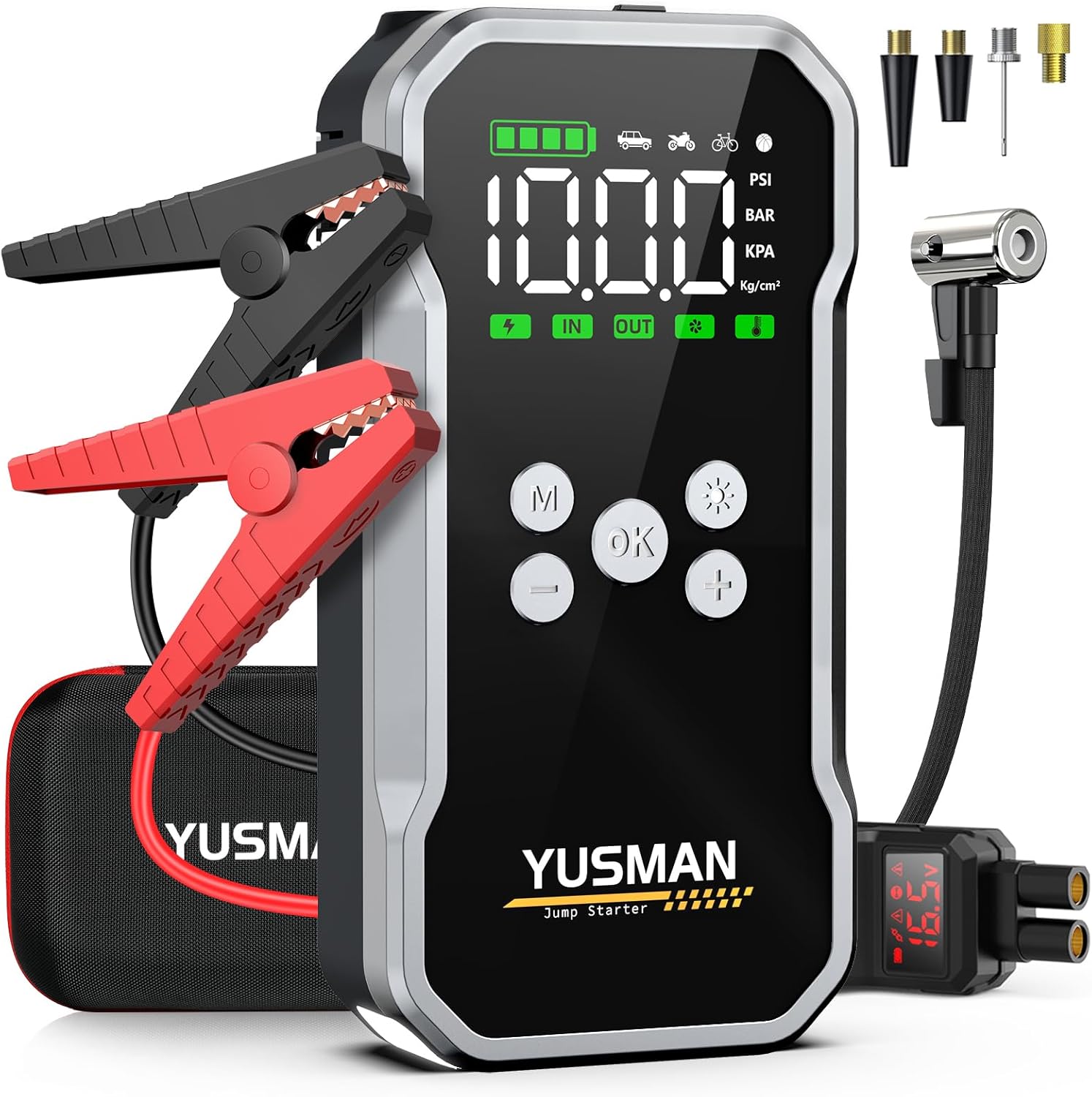 Detalle de YUSMAN Avviatore Batteria 8000A con Compressore