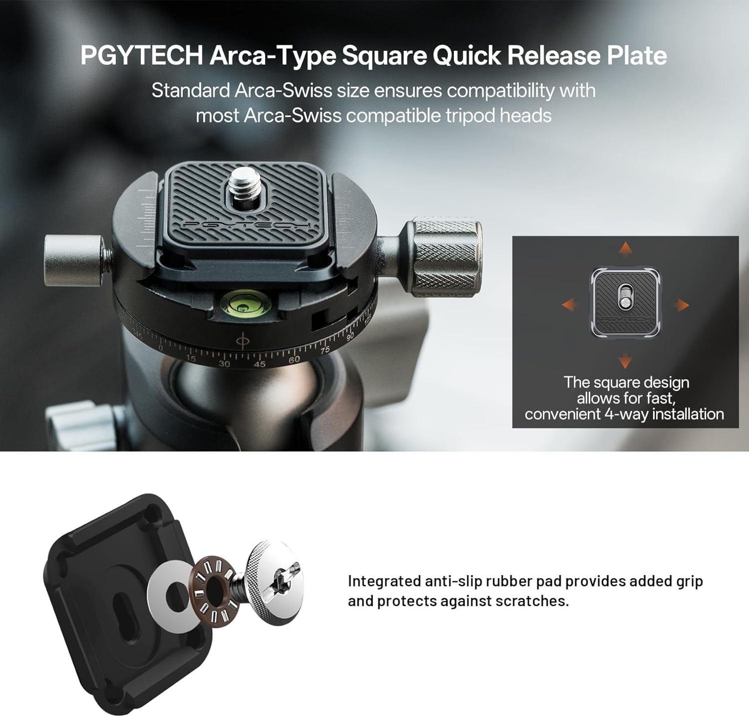 Thumbnail 2 de PGYTECH Arca-Swiss V2 Schnellwechselplatte & Klemme für Sony/Nikon/Fuji/DJI – mit 1/4-Zoll- bis 3/8-Zoll-Gewinde
