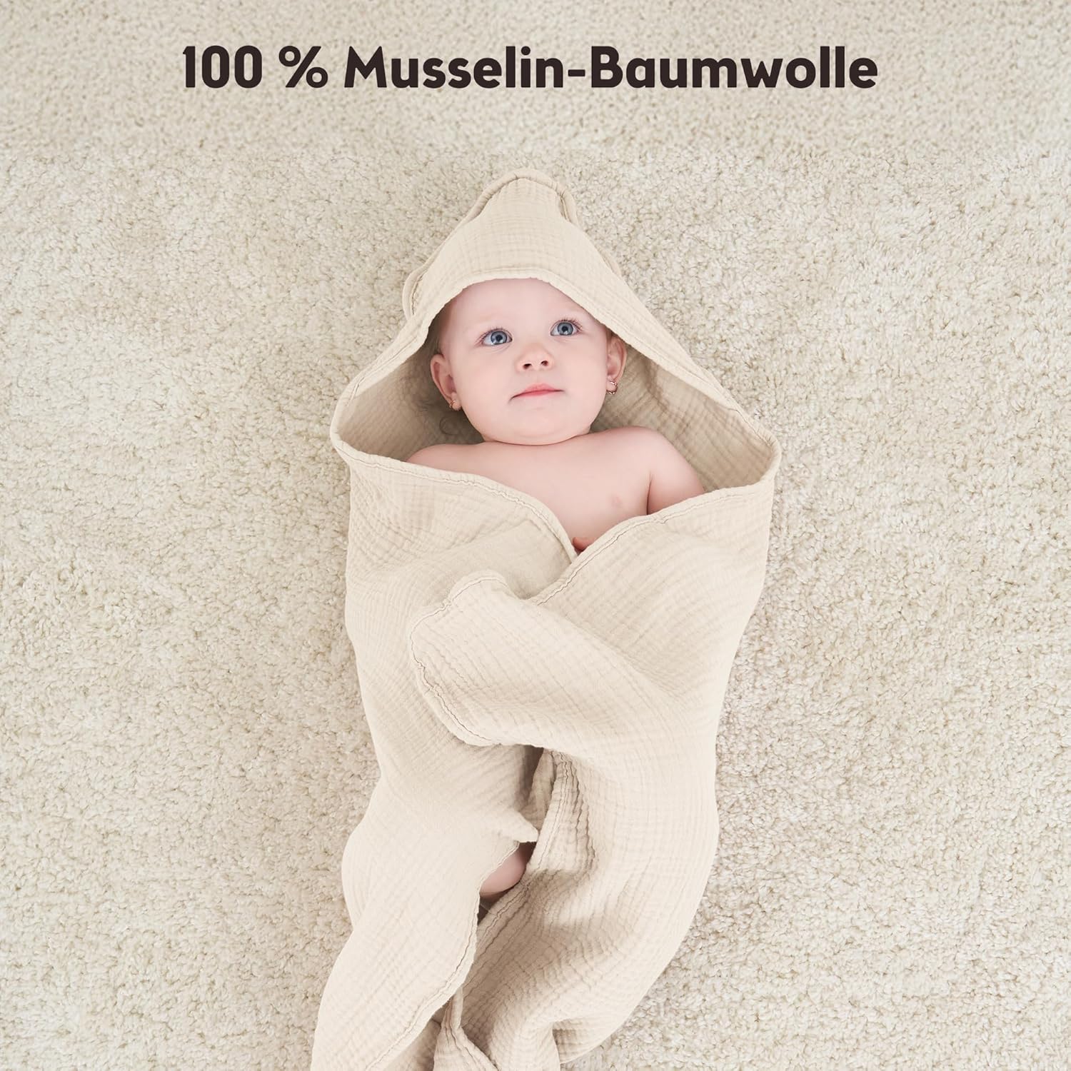 Thumbnail 4 de Susurration Baby Kapuzenhandtuch aus Musselin (2er-Set) – 4-lagig, 100 % Baumwolle, zum Einwickeln nach dem Baden